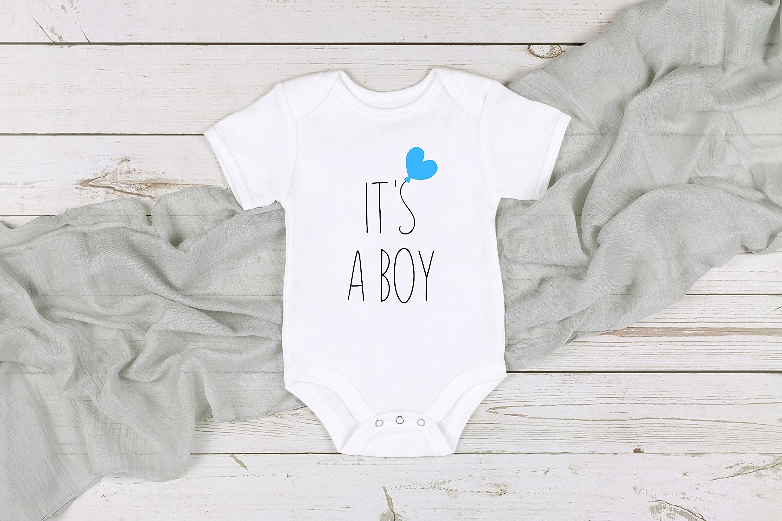 Baby Boy Gender Reveal Onesie - Pregnancy Announcement Bodysuit for Newborns (0-3 Months) | White Cotton Infant Outfit for Gender Reveal Parties & Family Photo Shoots
