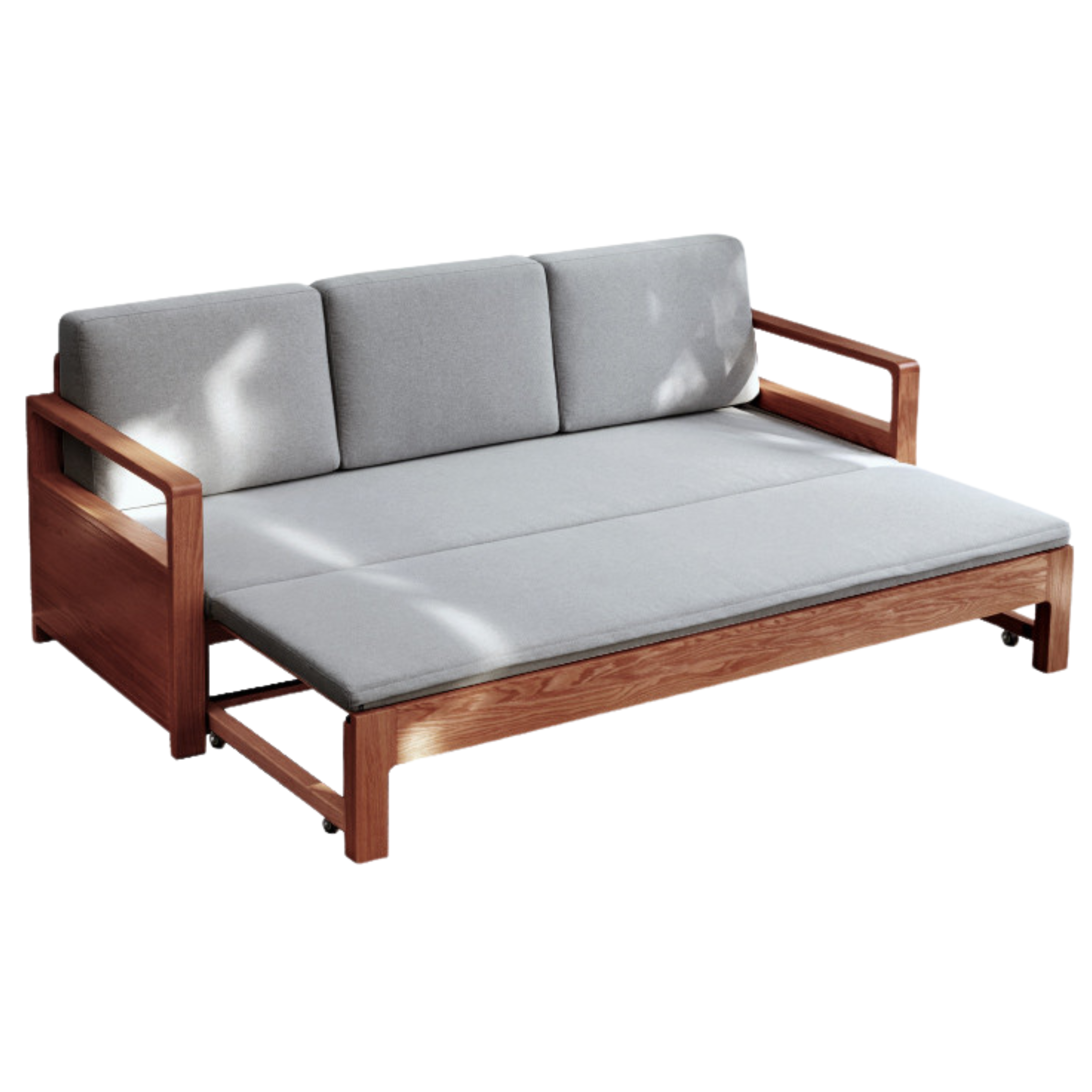 Oak Solid Wood Folding Storage Sofa Bed - Convertible Guest Bed & Space-Saving Furniture for Small Apartments, Living Rooms & Dorm Rooms