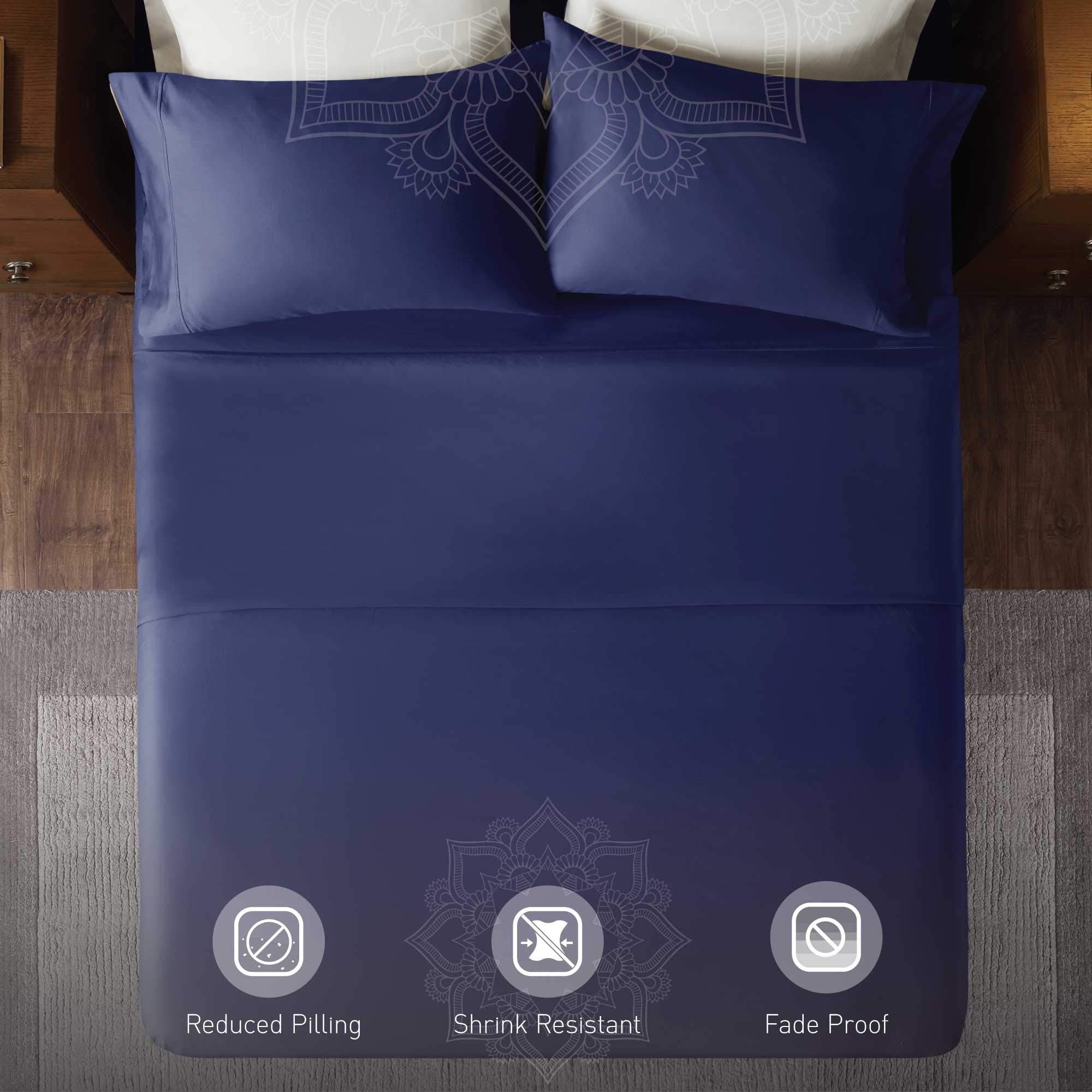 Hyde Lane California King Sheets - 1000 Thread Count Luxury Cotton Bedding Set | Deep Pocket Fitted Sheet, Soft & Breathable Sateen Weave | Durable & Elegant Navy Blue Sheets for Master Bedroom or Guest Room