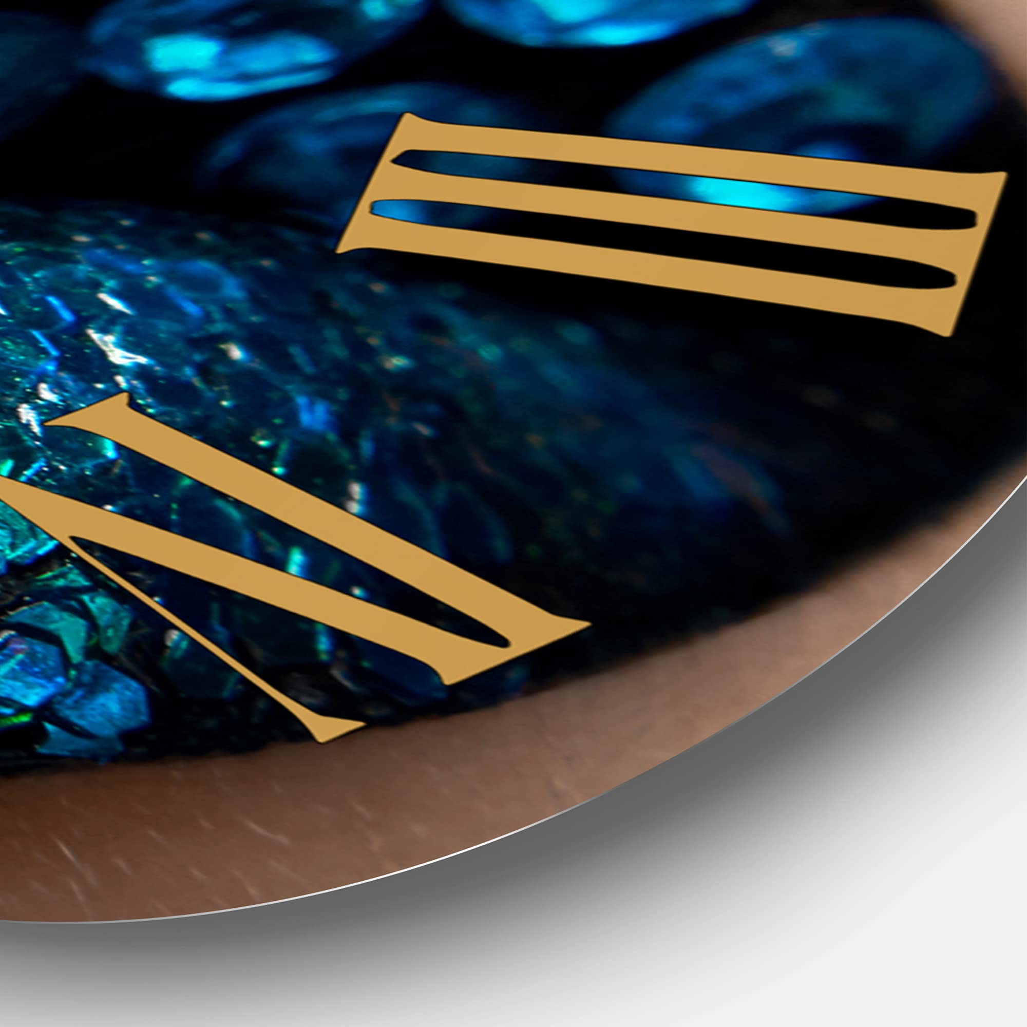 DesignQ Modern Wall Clock - 'Female Lips with Black Lipstick & Blue Diamonds' Large 36x36 Inch Decorative Clock for Kitchen, Living Room, Bedroom & Office | Unique Home Decor Gift Idea