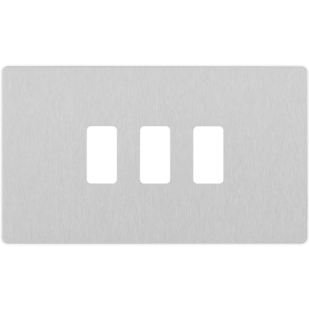 BG Evolve Brushed Steel 3G Grid Plate RPCDBS3W - Durable Metal Wall Mount for Home & Office Organization | Perfect for Kitchen, Garage, and Workshop Storage Solutions