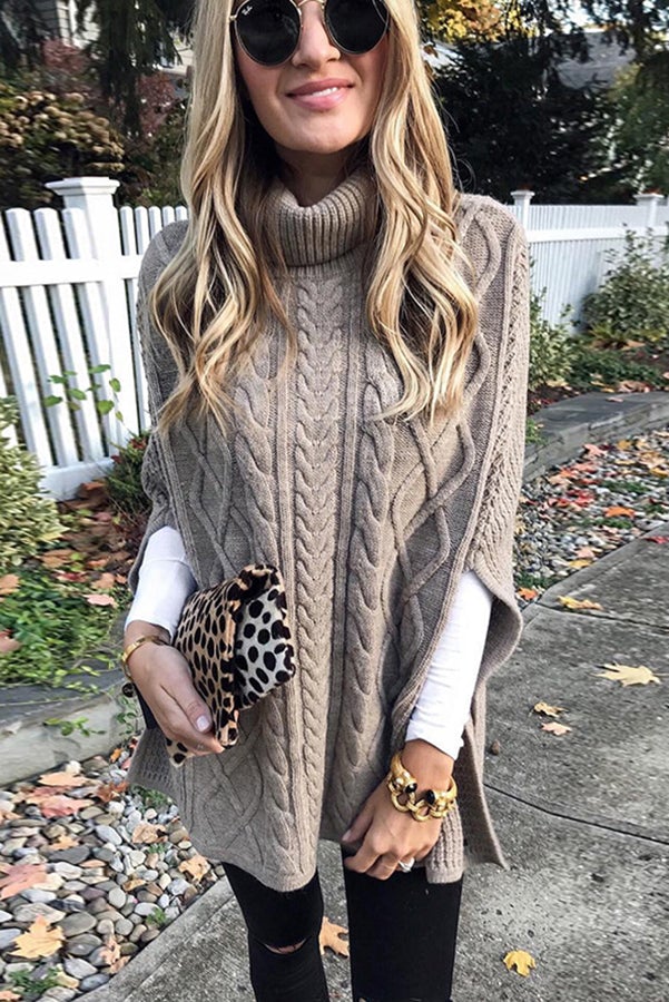 Stylish High Neck Cape Sweater for Women | Warm & Cozy Winter Fashion | Perfect for Office, Parties & Casual Outings
