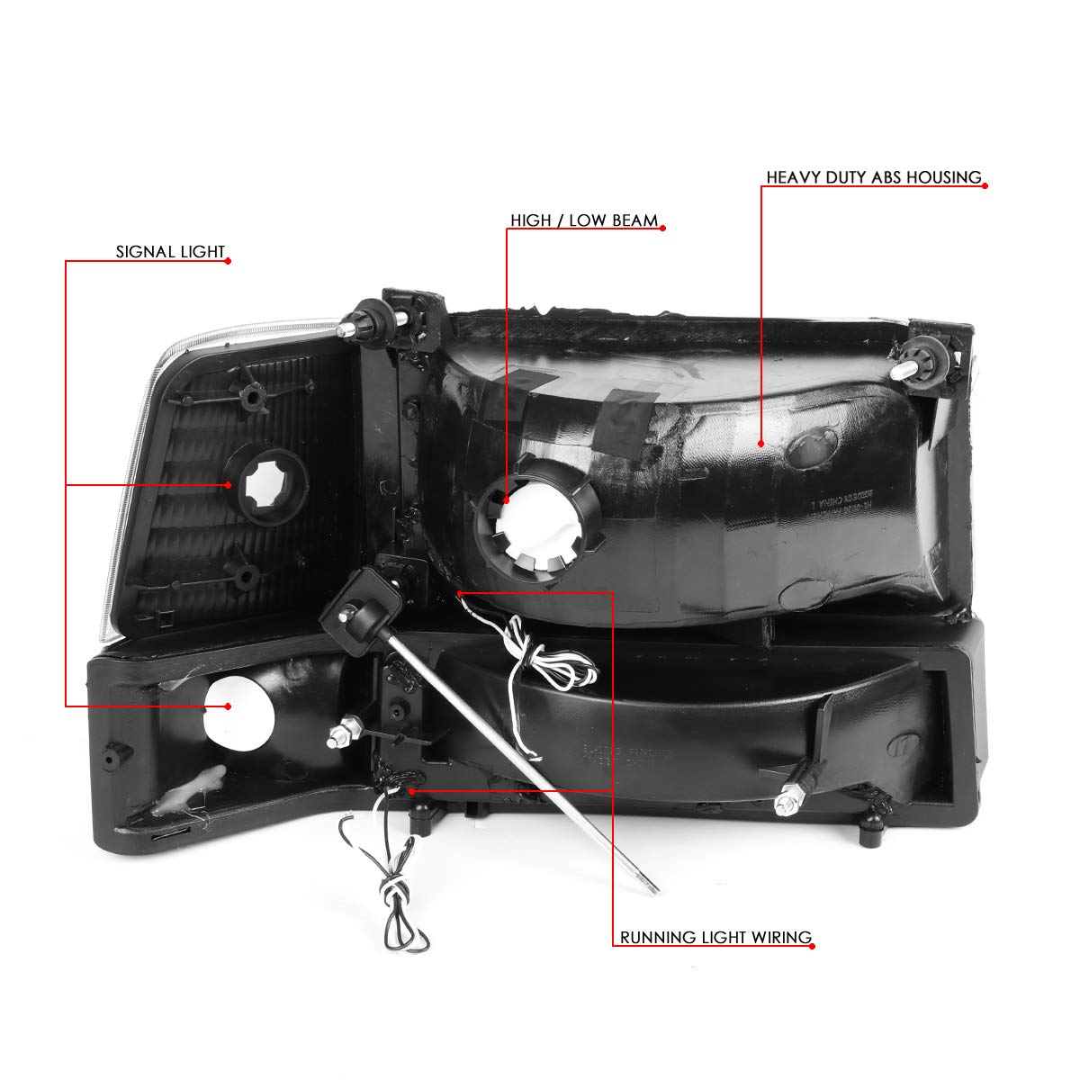 DNA MOTORING LED Light Bar for 92-96 F150 F250 F350 Bronco - Black/Clear - Off-Road & Night Driving