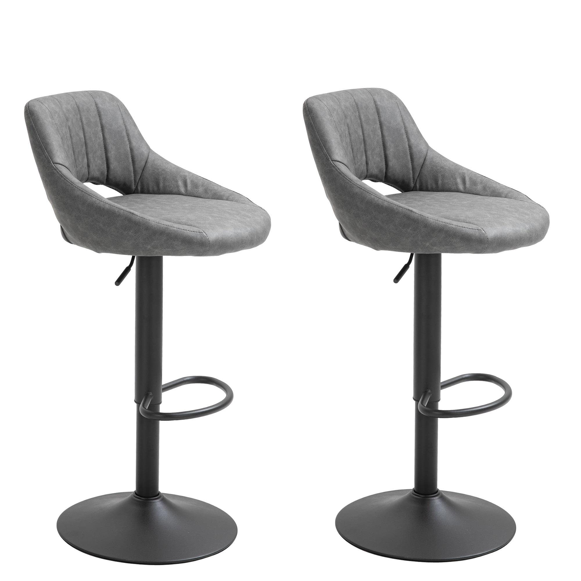 Set of 2 Adjustable Height Swivel Bar Stools - Modern Kitchen Island Counter Stools with Armrests for Dining & Entertaining - Perfect for Home Bars, Kitchen Counters & Breakfast Nooks