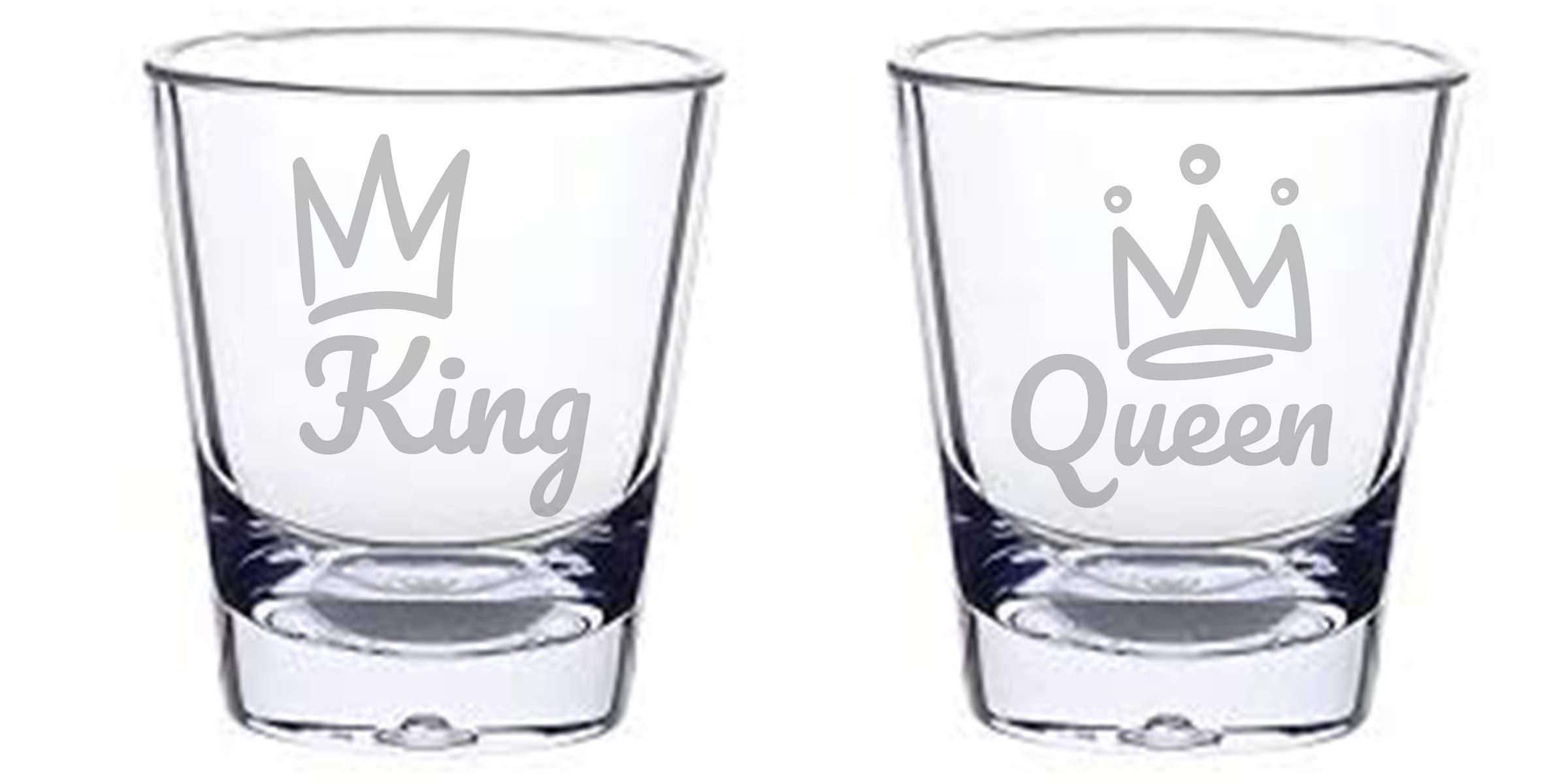 His & Hers Shot Glasses Set - 1.5oz King Queen Wedding Gifts for Couples