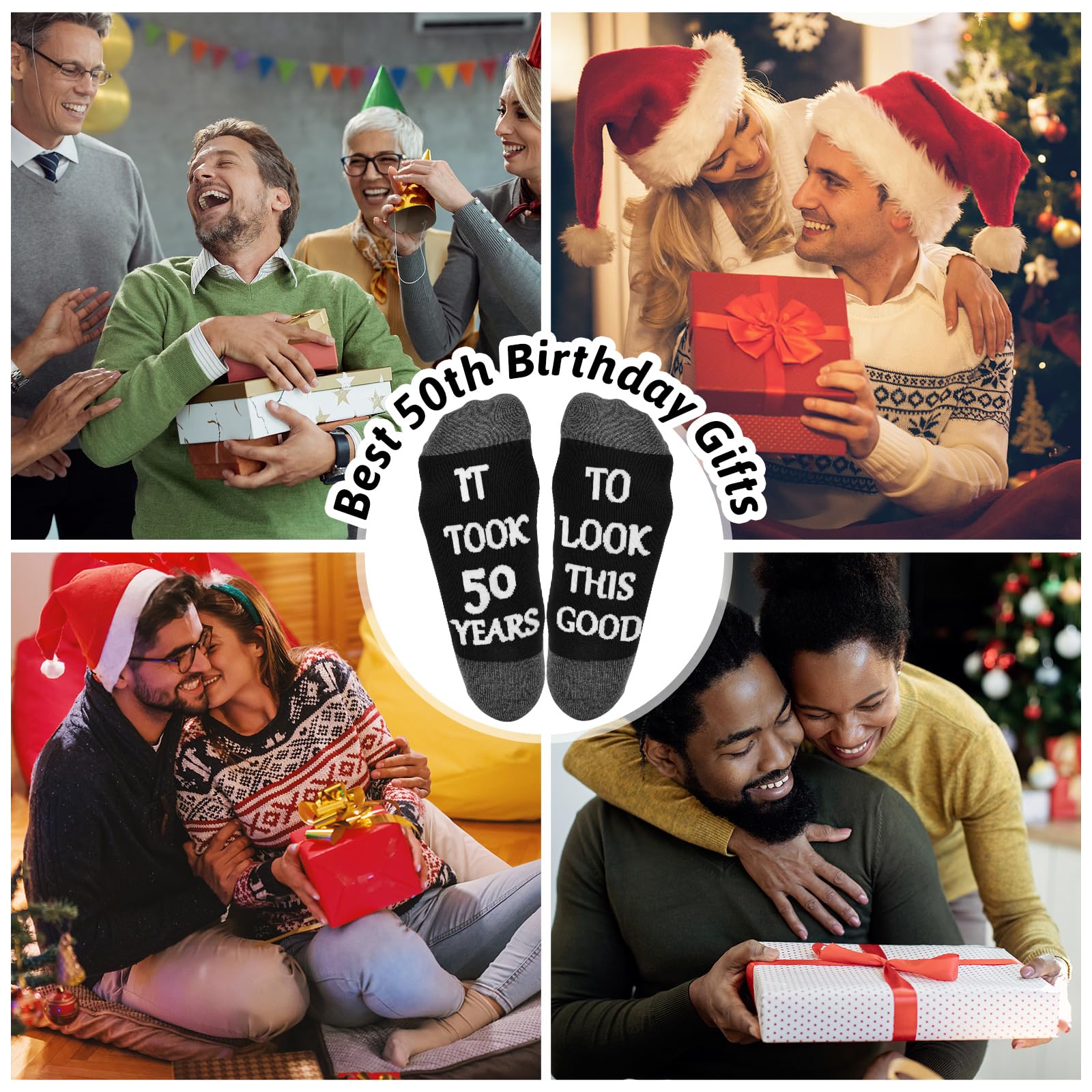 50th Birthday Gifts for Men - Funny Black Cotton Socks with Cool Crew Designs | Perfect 50th Birthday Party Decorations & Humorous Gift Idea for Him | Great for Birthday Celebrations, Gag Gifts & Special Occasions