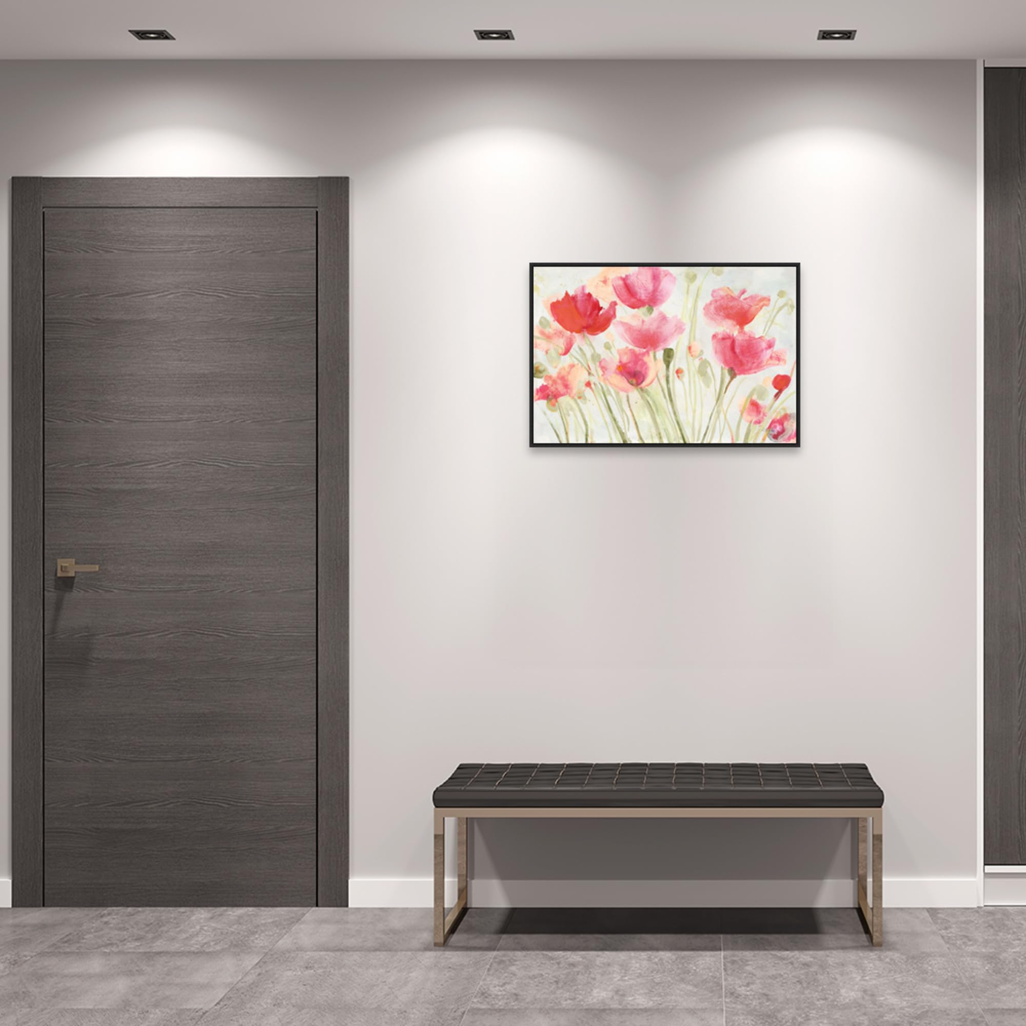 Amanti Art Framed Canvas Wall Art - 23x33 Blush Poppies by Albena Hristova, Abstract Floral Painting, Modern Home Decor for Living Room, Bedroom, Office | Ready-to-Hang Large Framed Artwork for Housewarming Gift & Interior Design