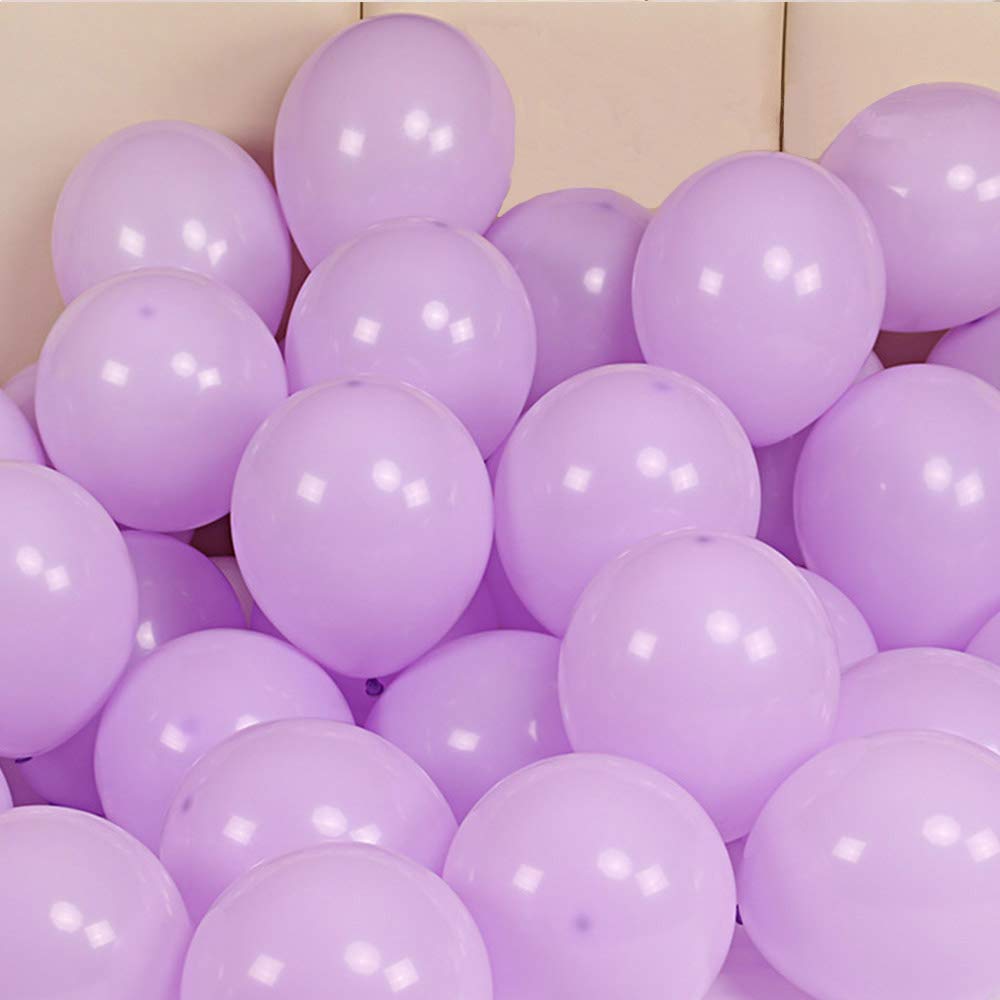 100 Pcs 10 Inch Pastel Rainbow Macaron Latex Balloons with Pump, Ribbon, Knotter & Dot Glue - Perfect for Birthday Parties, Weddings, Baby Showers & Festival Decorations (Purple)