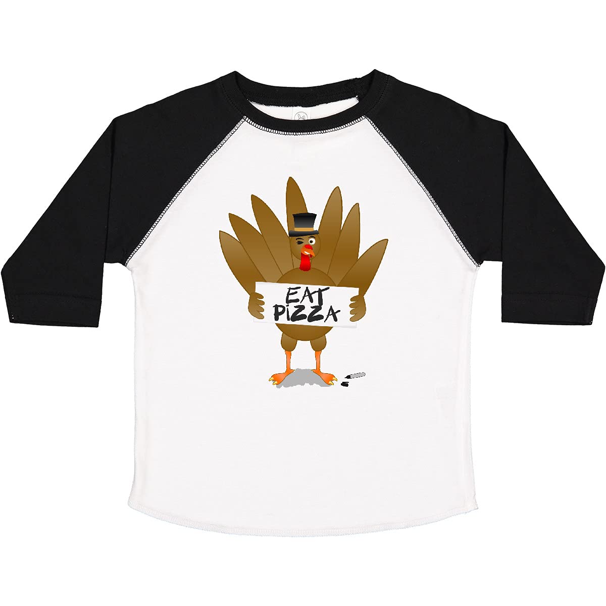 Eat Pizza Turkey Graphic Toddler T-Shirt - Funny Thanksgiving Holiday Outfit for Kids - Perfect for Family Gatherings & Festive Celebrations