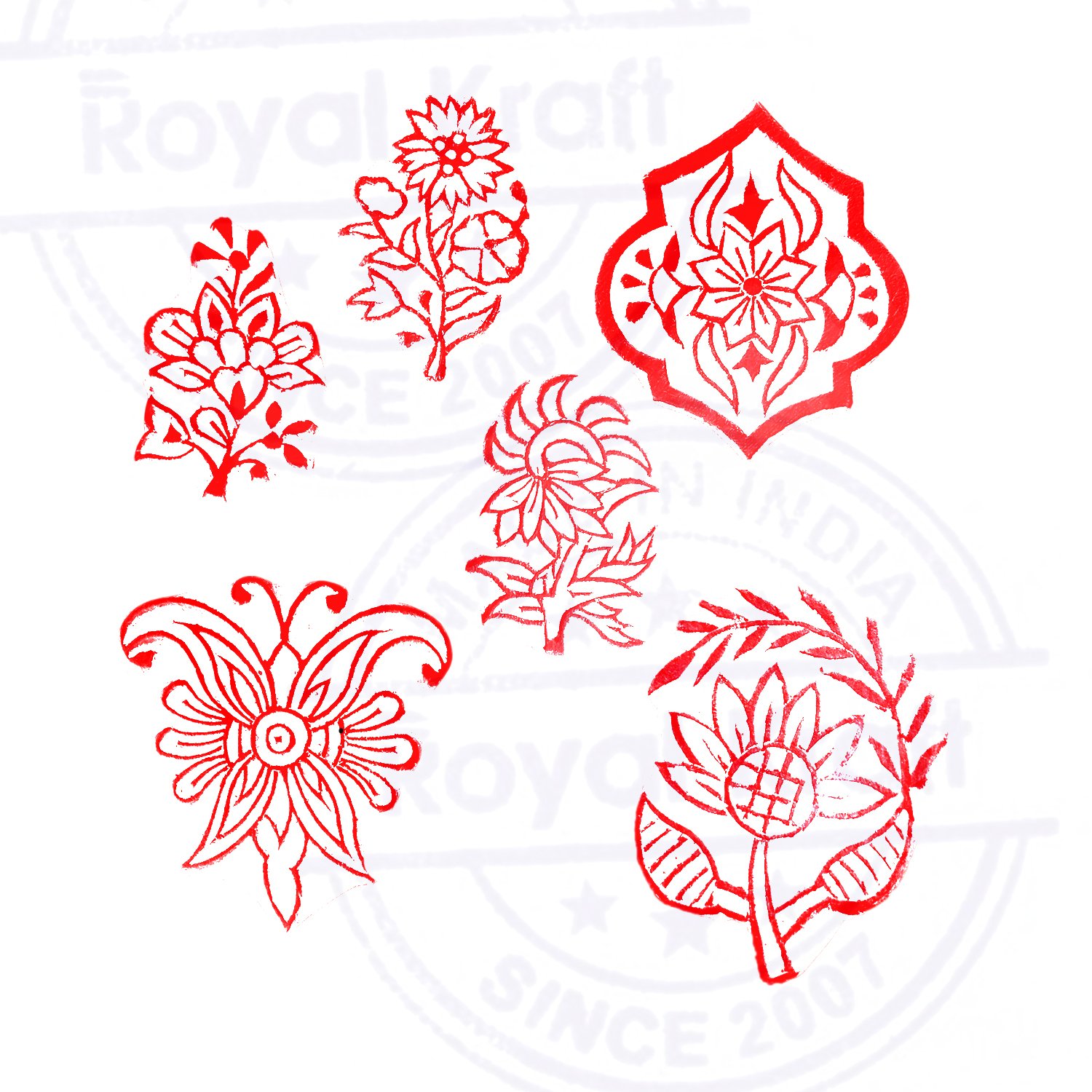 Henna Wooden Stamps Set of 6 - Intricate Floral Pattern Printing Blocks for DIY Crafts, Fabric, Paper & Mehndi Designs - Perfect for Wedding, Festival & Home Decor Projects