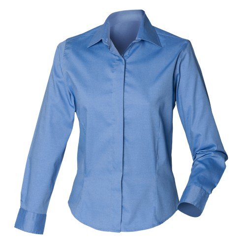Henbury Women's Long Sleeve Oxford Fitted Work Shirt - Professional Office Wear & Business Casual Attire for Ladies