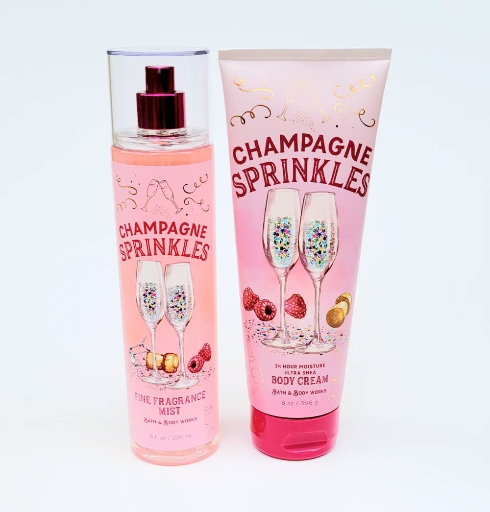 Bath and Body Works Champagne Sprinkles Body Cream & Fragrance Mist Gift Set - Luxurious Moisturizing Lotion & Perfume Spray for Women, Perfect for Valentine's Day, Anniversary & Birthday Gifts
