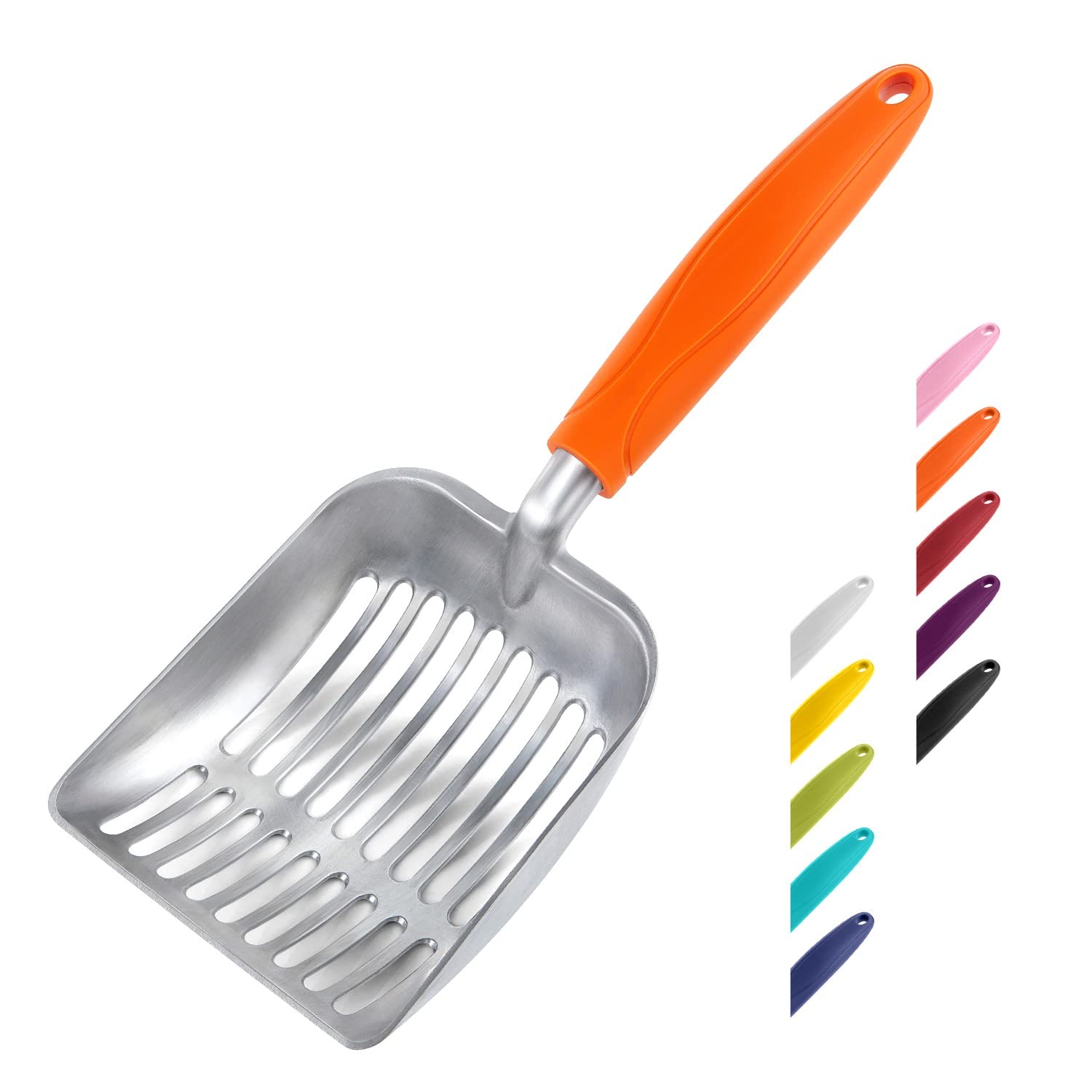 Premium WePet Aluminum Alloy Cat Litter Scoop - Durable Metal Sifter with Long Handle & Deep Shovel for Easy Waste Removal | Heavy Duty Kitty Pooper Scooper for Litter Box Cleaning | Perfect for Multi-Cat Homes & Large Litter Boxes