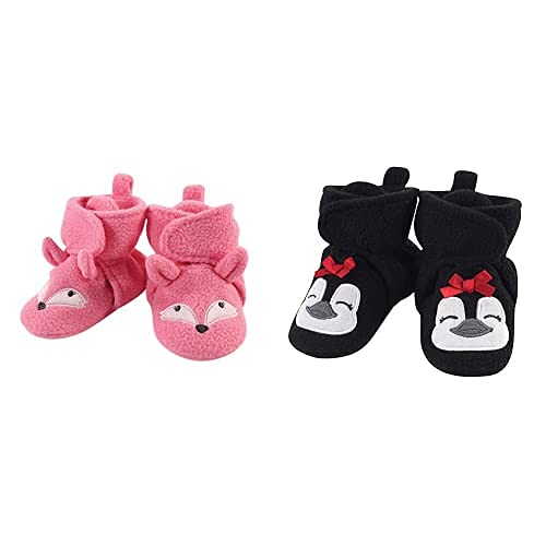 Hudson Baby Fleece Booties 2-Pack 0-6M - Cozy Winter Fox Penguin for Girls