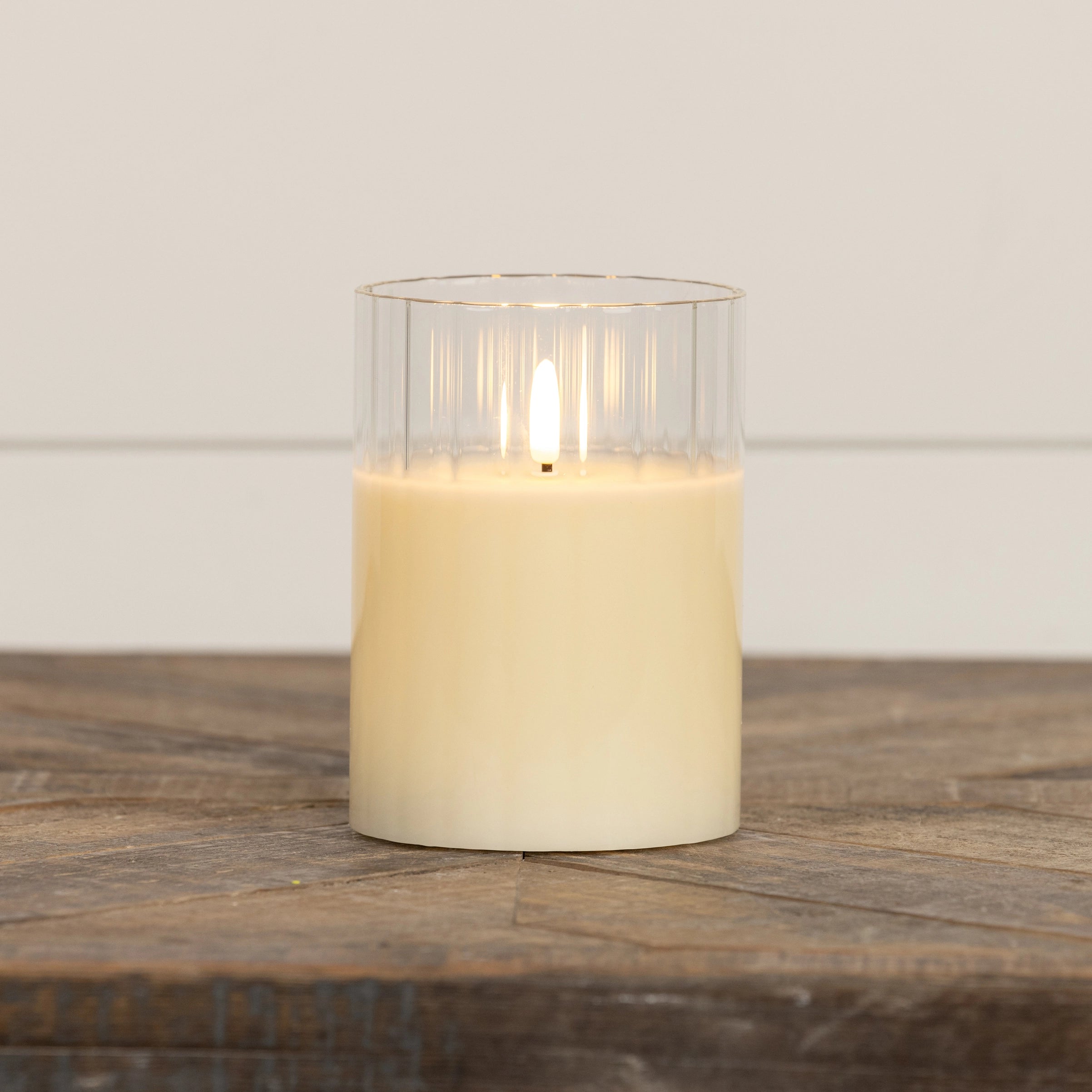 5-Pack Cream Fluted Faux Flame 3D LED Candles - Realistic Battery-Operated Flameless Candles for Home Decor, Wedding Centerpieces, and Romantic Ambiance