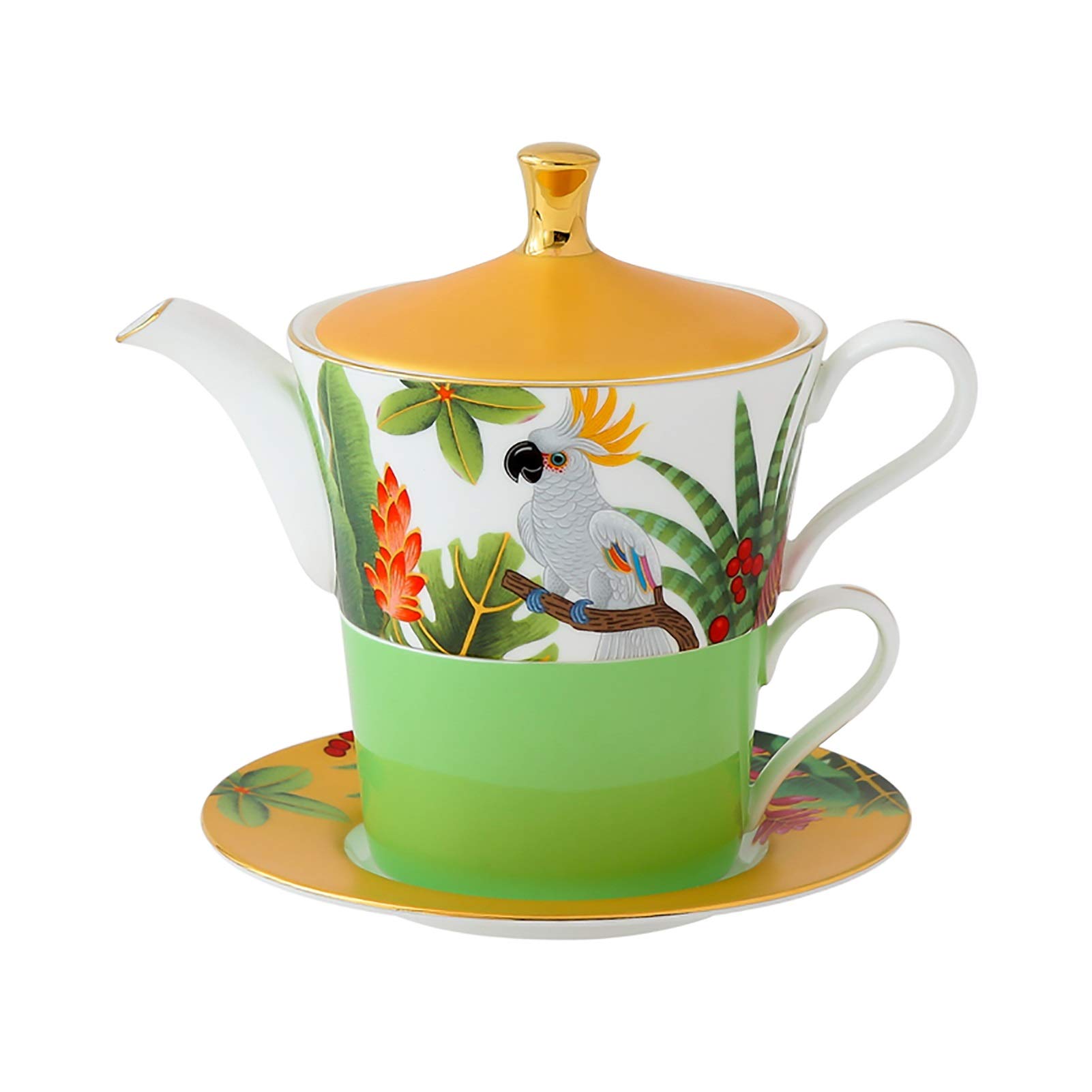 Ceramic Tea Set for One - Small Capacity Teapot & Cup with Parrot Design - Perfect for Afternoon Tea & Christmas Gifts - Ideal for Home, Office & Gifting