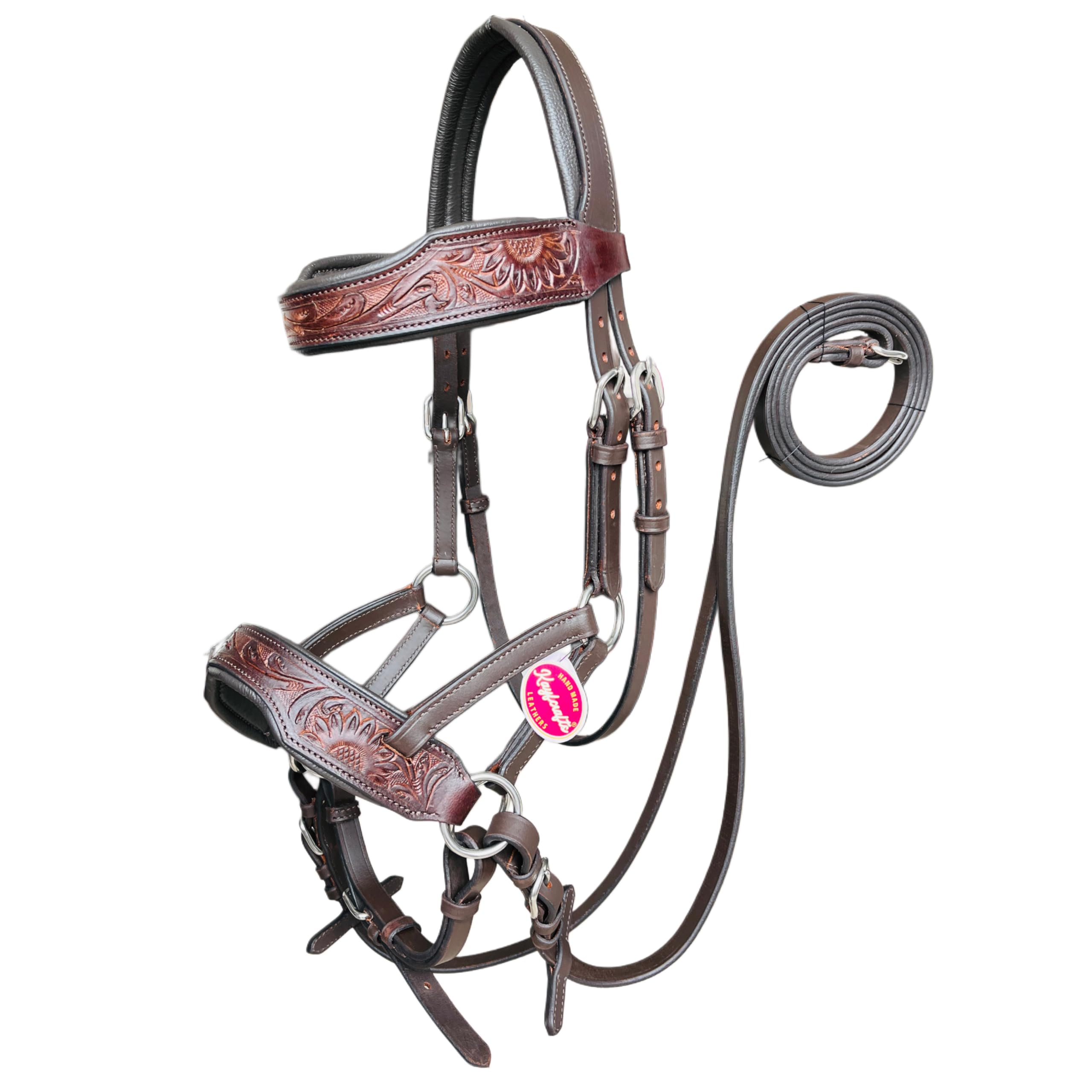 **Bitless Horse Bridle with Oiled Leather Side Pull & Full Leather Reins – Gentle Training & Trail Riding for Natural Horsemanship**