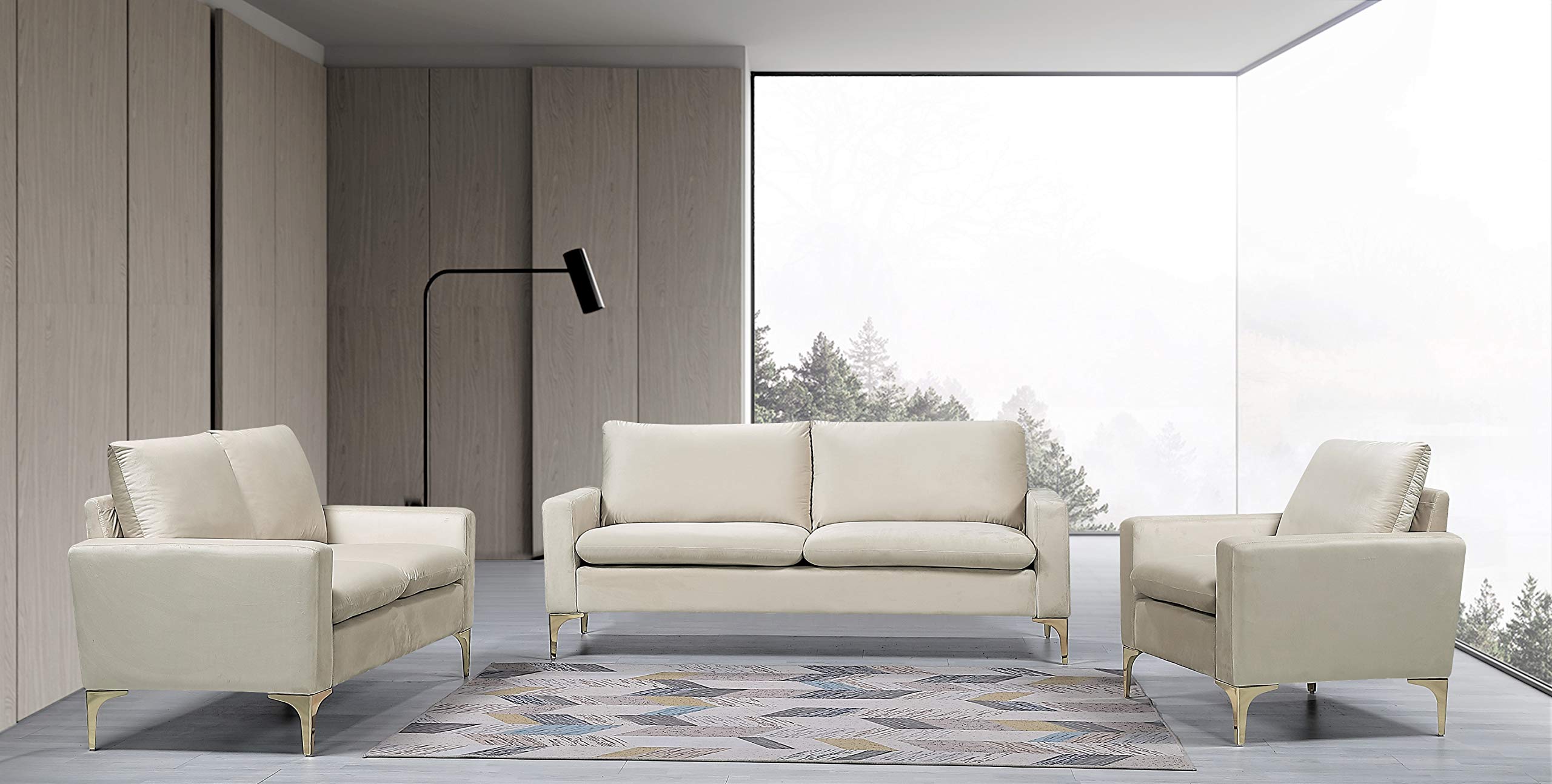 Ultra Modern Velvet Upholstered Tufted Sofa 76.77