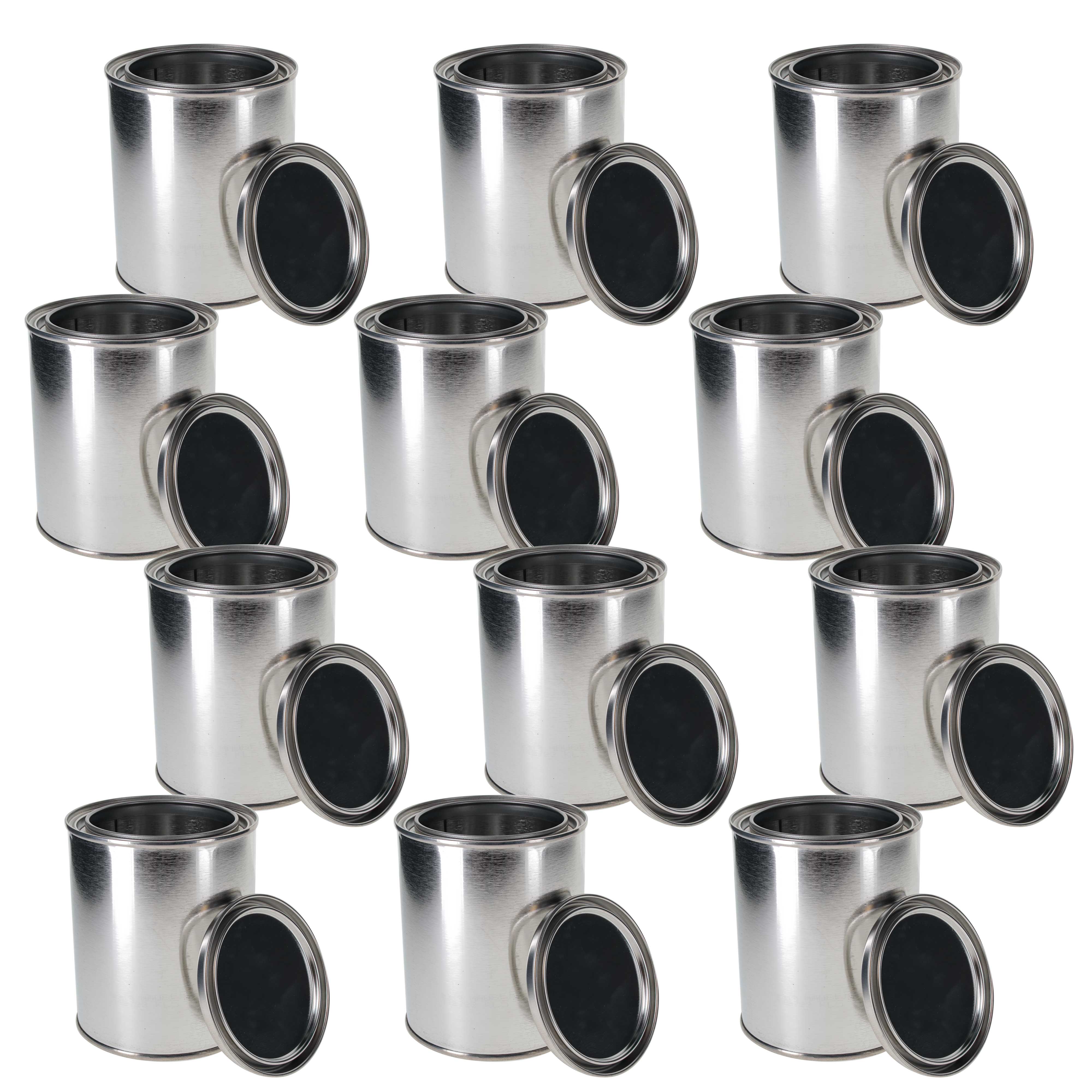 12 Pack 16 oz Empty Metal Paint Cans with Triple Tight Seal Lids - Unlined Steel Storage Containers for Oil-Based Paint, Art, Craft & DIY Supplies - Perfect for Artists, Home Renovation & Workshop Organization