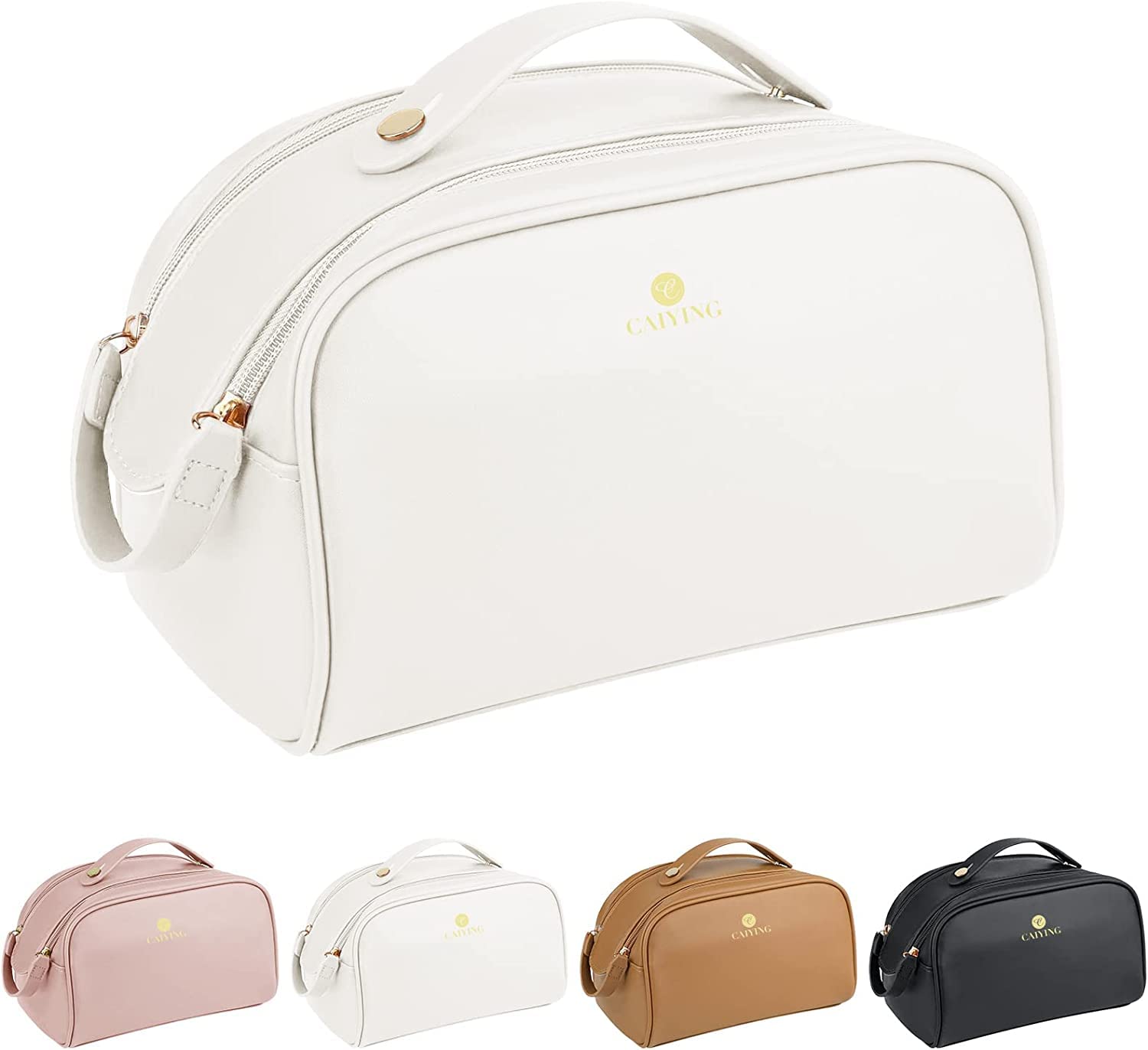 Luteti Large Capacity Waterproof PU Leather Travel Cosmetic Bag for Women - Fashion Makeup Organizer with Handle | Perfect for Travel, Gym, and Daily Makeup Storage