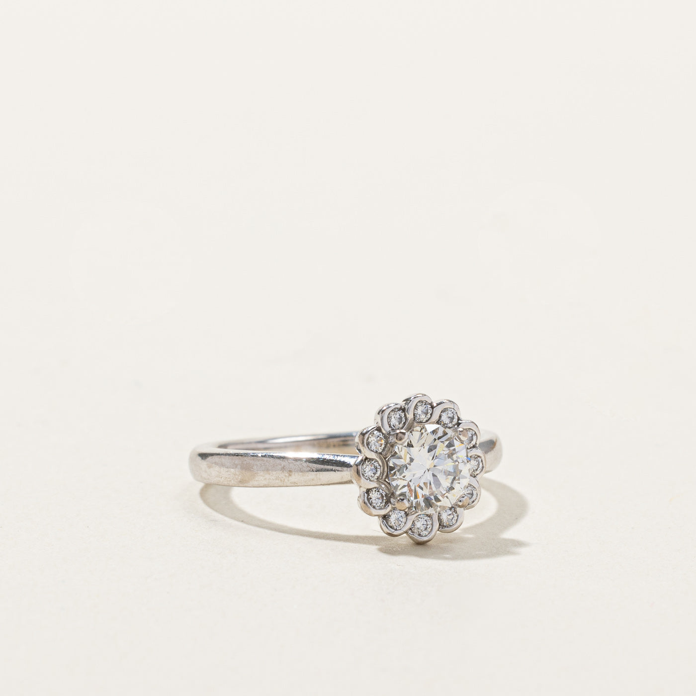 Halo Diamond Engagement Ring 0.92ct VS1 G Size 7.25 - Elegant Wedding Proposal Ring for Her, Perfect Anniversary Gift & Bridal Jewelry