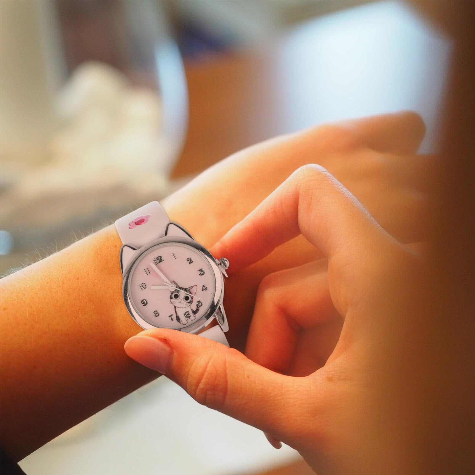 Mikikit Kids Sports Watch - Cute Cat Design for Girls, Outdoor Play & School