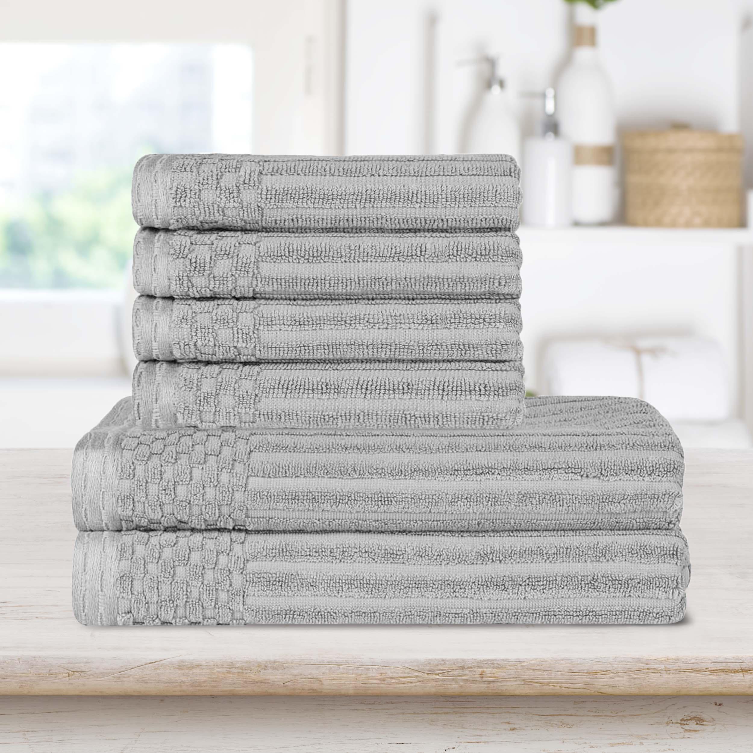 Premium Soho Ribbed Textured Cotton Bath Towel Set - Ultra Absorbent & Quick Dry Hand & Bath Towels for Spa, Gym & Luxury Home Use