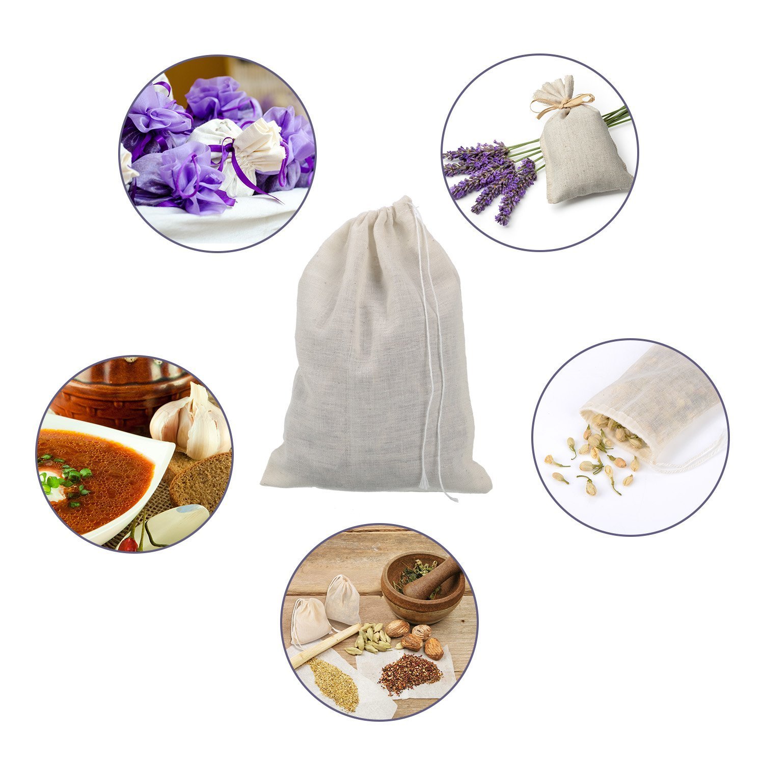 100-Piece Muslin Drawstring Bags for Party Favors & Home Organization - 5x7 Inches - Perfect for Wedding Favors, Baby Showers & Gift Packaging