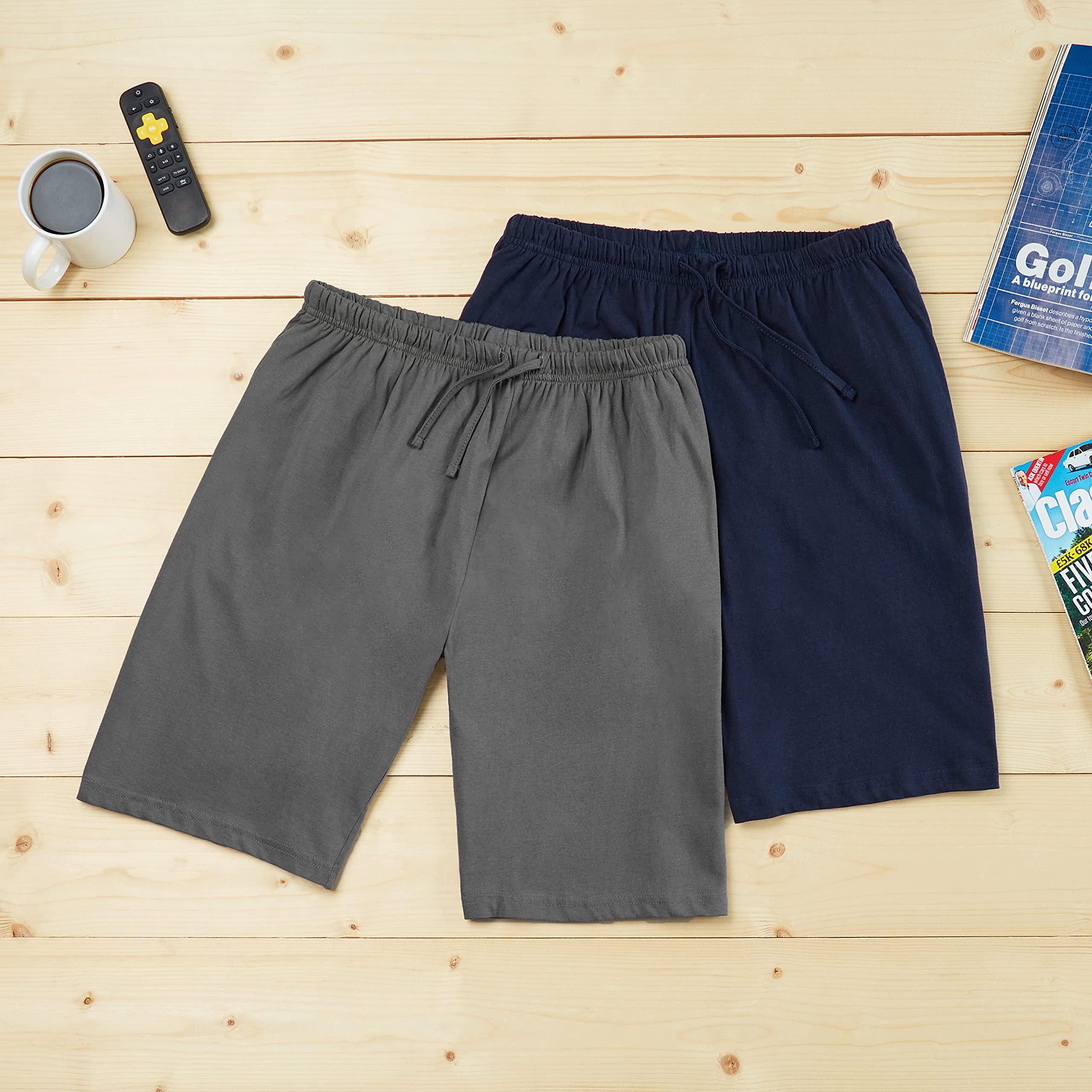 Men's Cotton Sleep Shorts with Pockets - Soft Lounge Pajama Shorts 2-Pack for Home Relaxation & Summer Nights