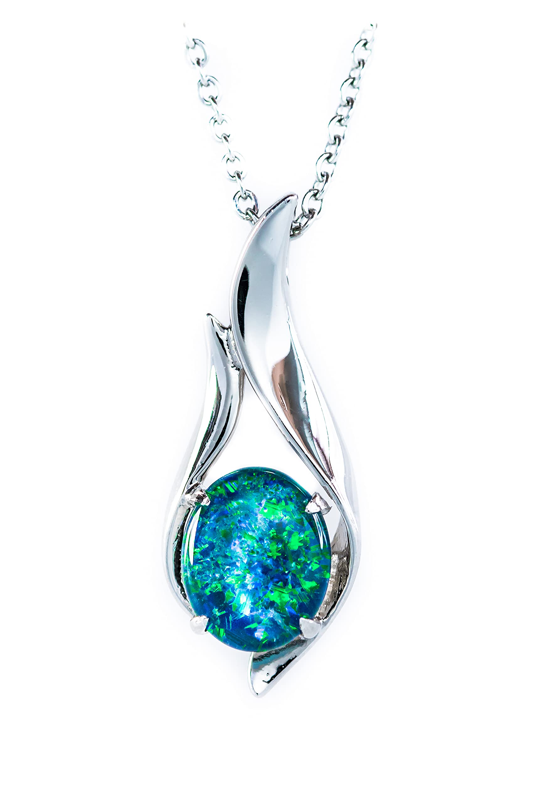 Genuine Australian Fire Opal Necklace - 11x8mm Triplet or Solid Opal Pendant in 925 Sterling Silver Gold Plated - Elegant Women's Jewelry for Weddings, Parties & Special Occasions