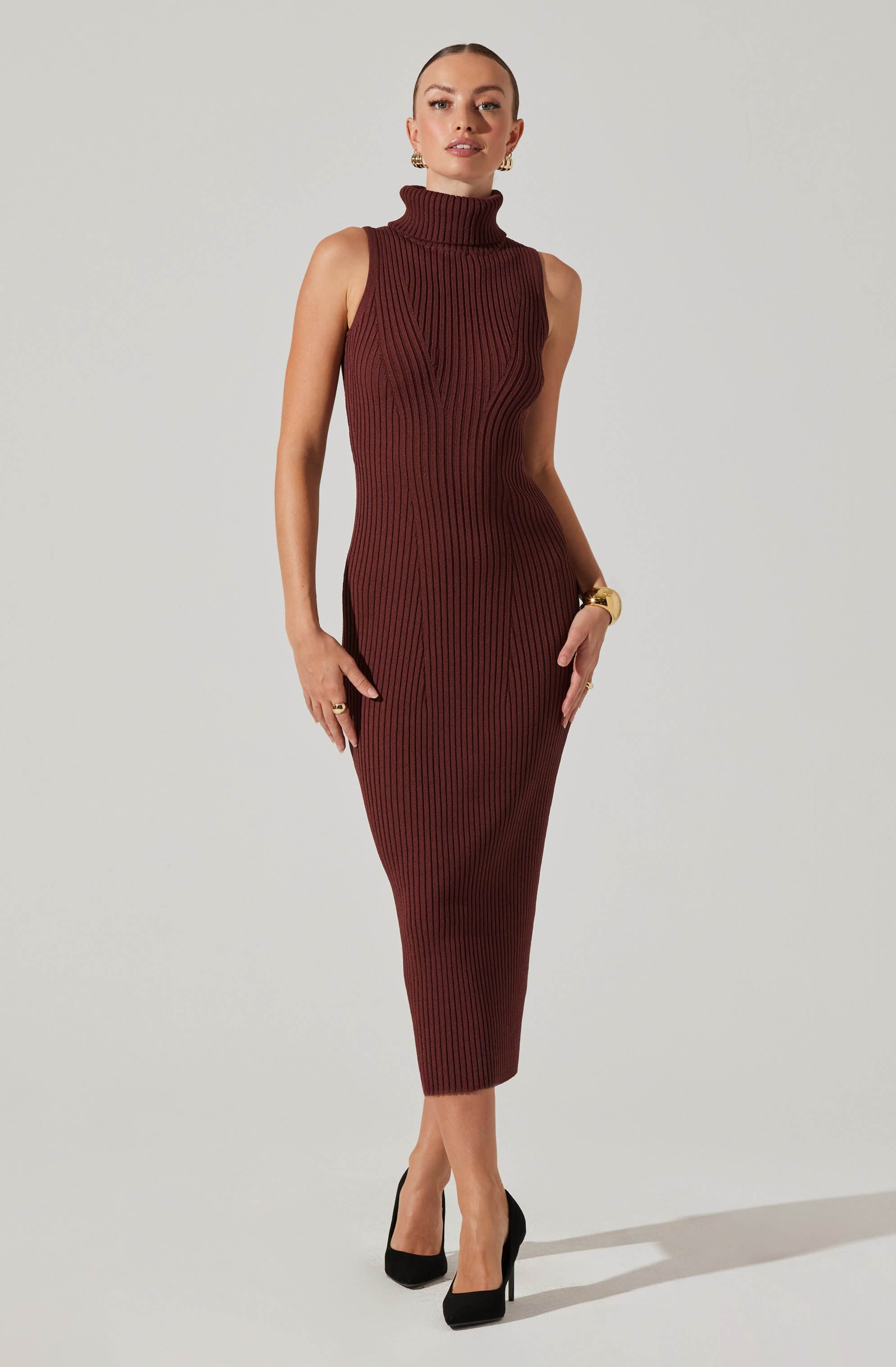Channary Women's Sleeveless Turtleneck Sweater Dress - Slim Fit Knit Bodycon Midi Dress for Fall Winter Fashion | Perfect for Office, Date Night & Holiday Parties