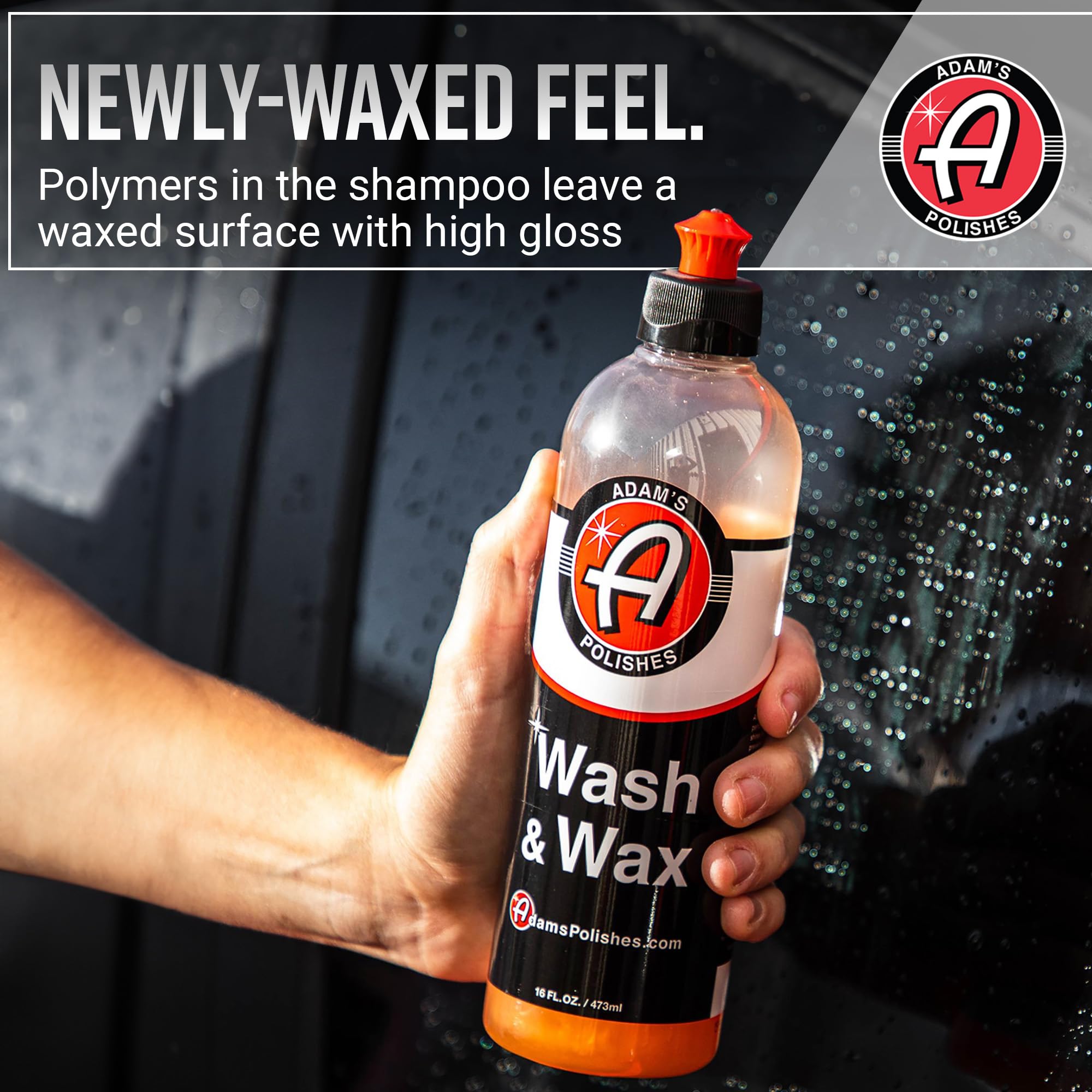 Adam's Polishes Wash & Wax - Car Wash Soap with Pure Carnauba Wax for Ultimate Shine & Paint Protection | Safe for All Vehicles | Perfect for Foam Cannon, Bucket Wash & Detailing Kits | Ideal for Home Car Washing, Auto Detailing & Show Car Preparation