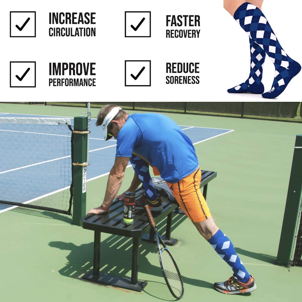 Go2 Compression Socks for Men & Women - 15-20 mmHg Medium Support Stockings for Nurses, Runners & Athletes - Black with White Polka Dots (Medium) - Improve Circulation & Reduce Swelling for Workouts, Travel & Long Shifts