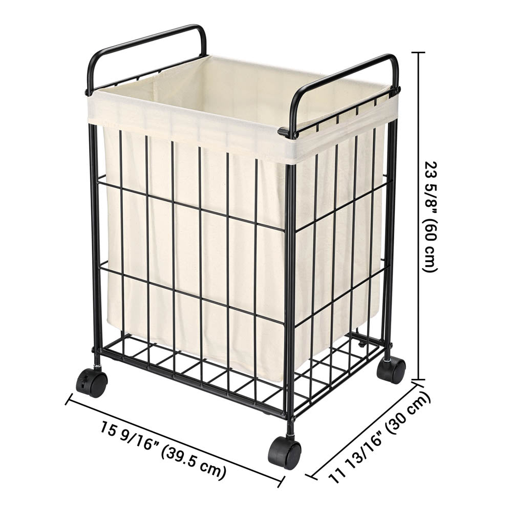 TheLAShop Rolling Laundry Basket with Wheels - Metal Frame & Canvas Hamper for Clothes, Bedding, and Toys - Perfect for Bedroom, Laundry Room, and Dorm Organization
