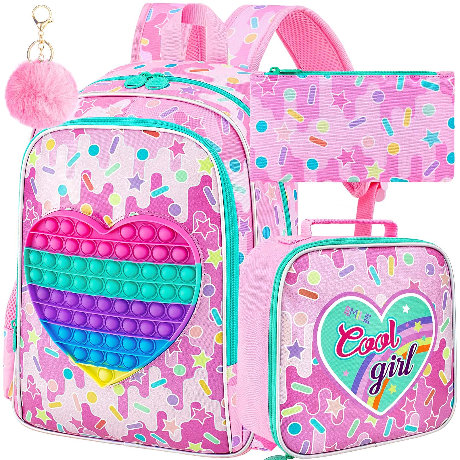 WZLVO Unicorn Mermaid Backpack for Girls - Cute Kids School Bookbag with Lunch Box for Preschool, Kindergarten & Elementary Students | Perfect for School, Travel & Daily Use