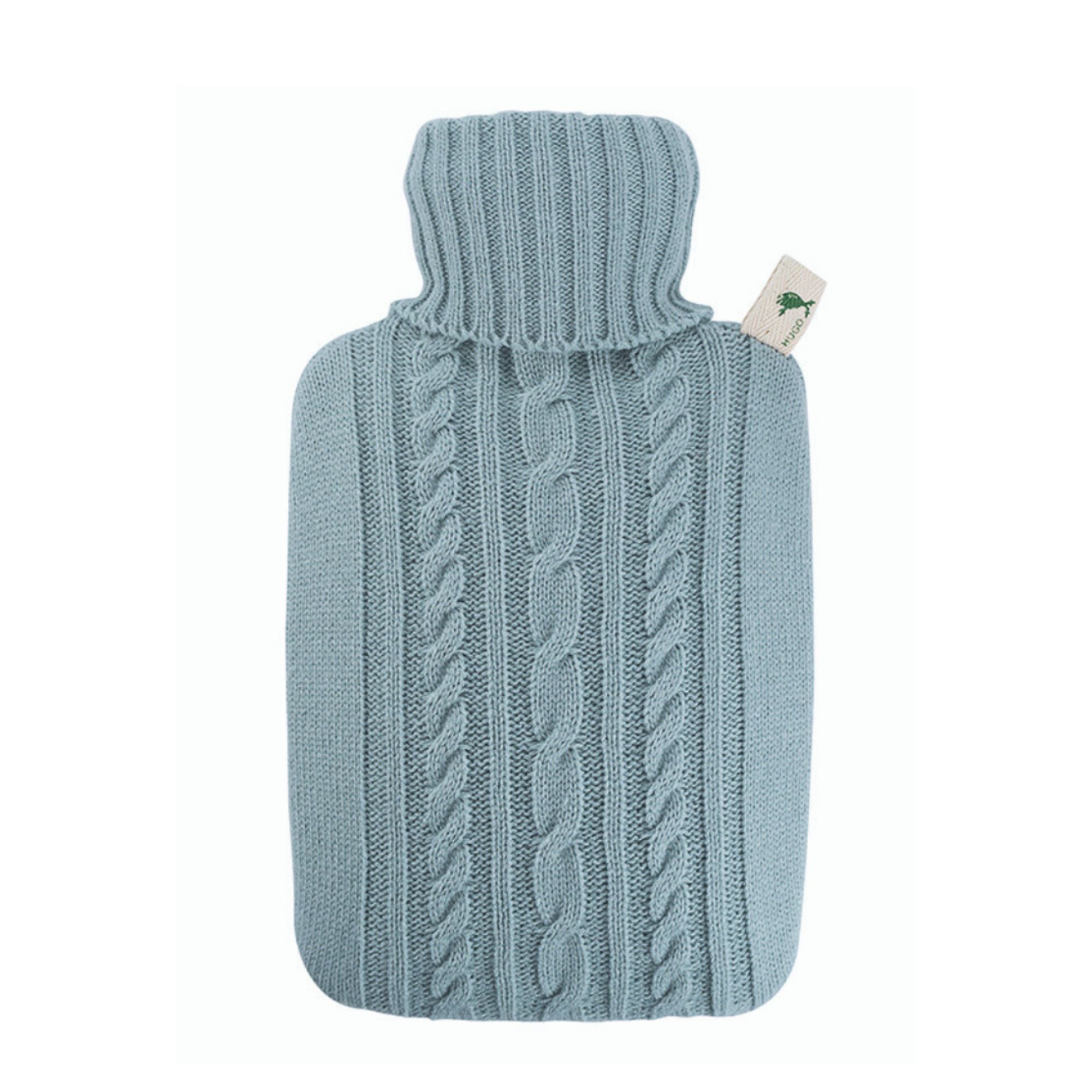 1.8L Hot Water Bottle with Soft Knitted Pastel Blue Cover - Rubberless, Leak-Proof, BPA-Free for Pain Relief, Warmth & Comfort - Perfect for Cramps, Cold Nights, and Relaxation