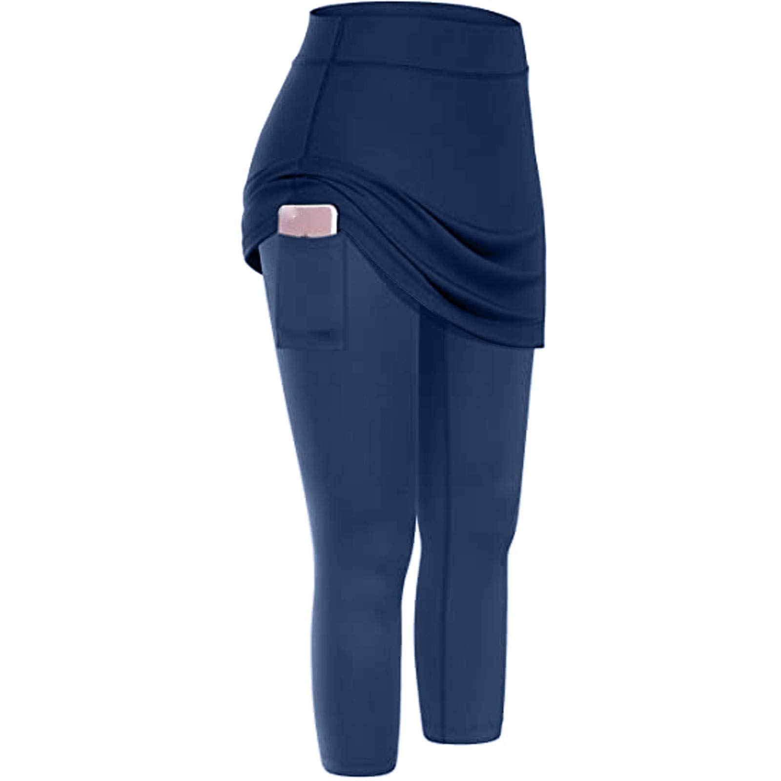 VOWUA Women's Skirted Leggings with Pockets - High Waist Yoga Pants with Built-in Skirt for Running, Tennis & Workout | Comfortable Athletic Wear for Gym, Fitness & Casual Outfits
