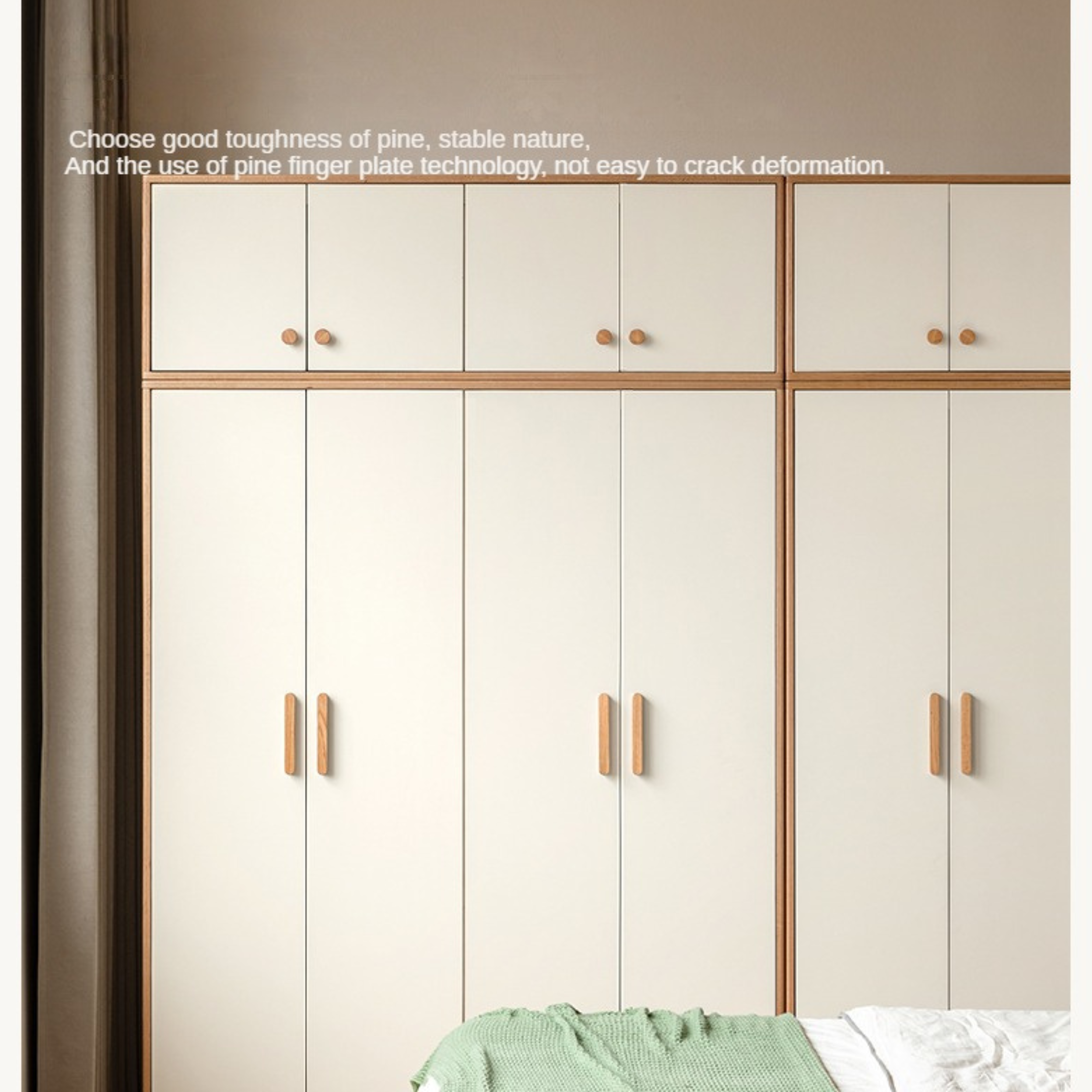 Solid Oak Wood Locker - Modern Wardrobe Closet for Bedroom, Office & Entryway Storage | Durable Wooden Cabinet with Hanging Rod & Shelves