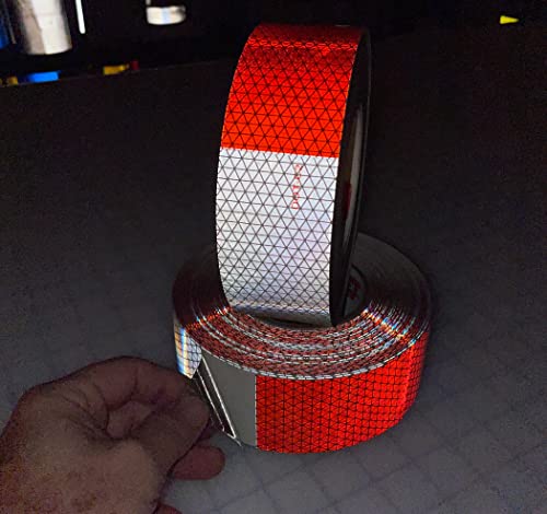 High Visibility Reflective Tape - 2 Inch Wide Red & White for Safety Gear, Bikes, and Outdoor Equipment | Waterproof & Durable for Nighttime Use