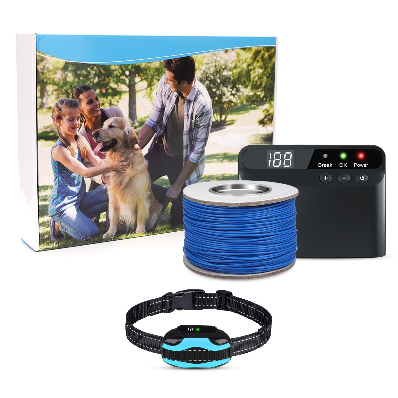 PcEoTllar Rechargeable Electric Dog Fence System - 656ft Wireless & Underground Boundary with Waterproof Collar Receiver | Safe Pet Containment for Backyard, Garden & Large Properties