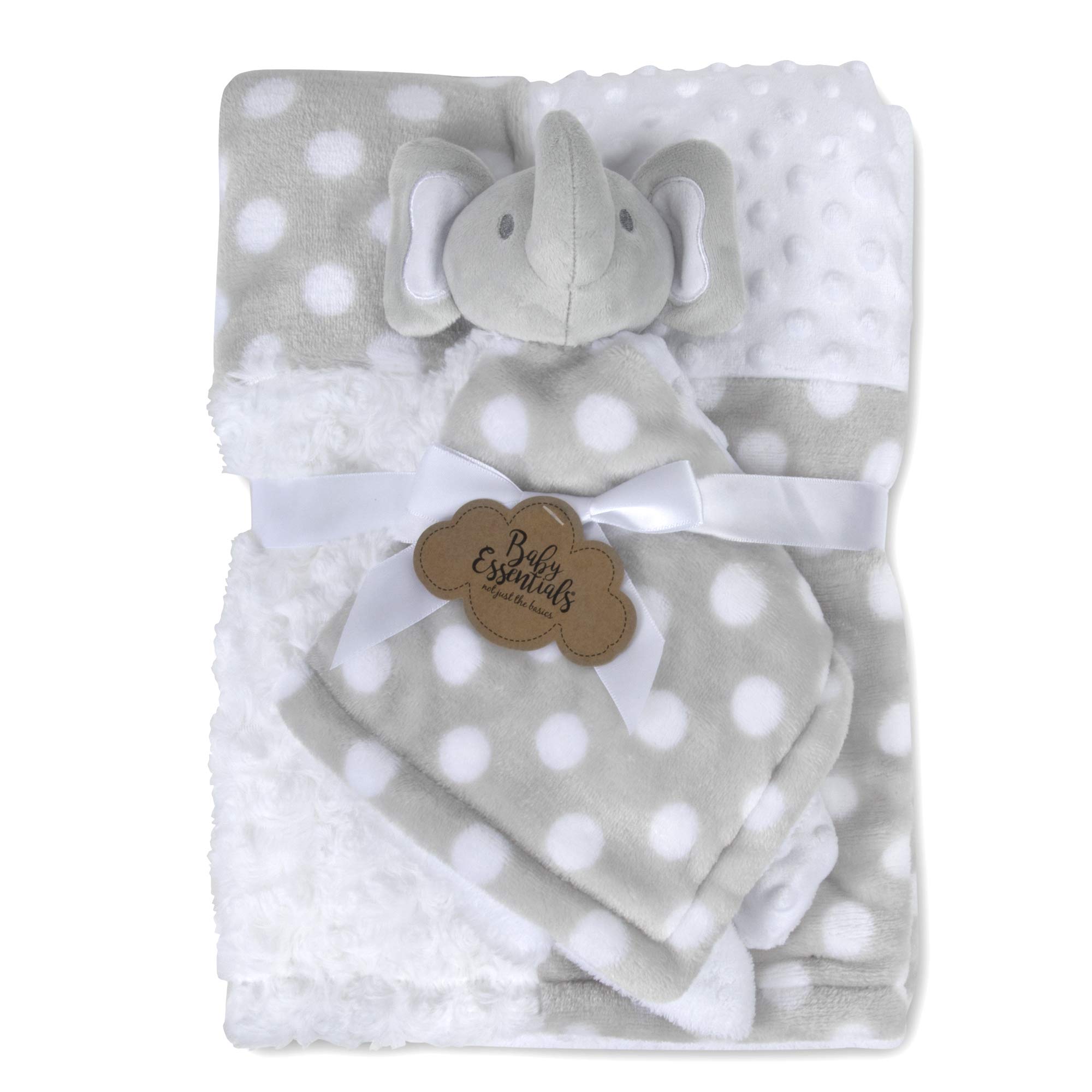 Soft Baby Blanket & Stuffed Animal Lovey Set - Grey Elephant for Boys & Girls | Nursery & Travel