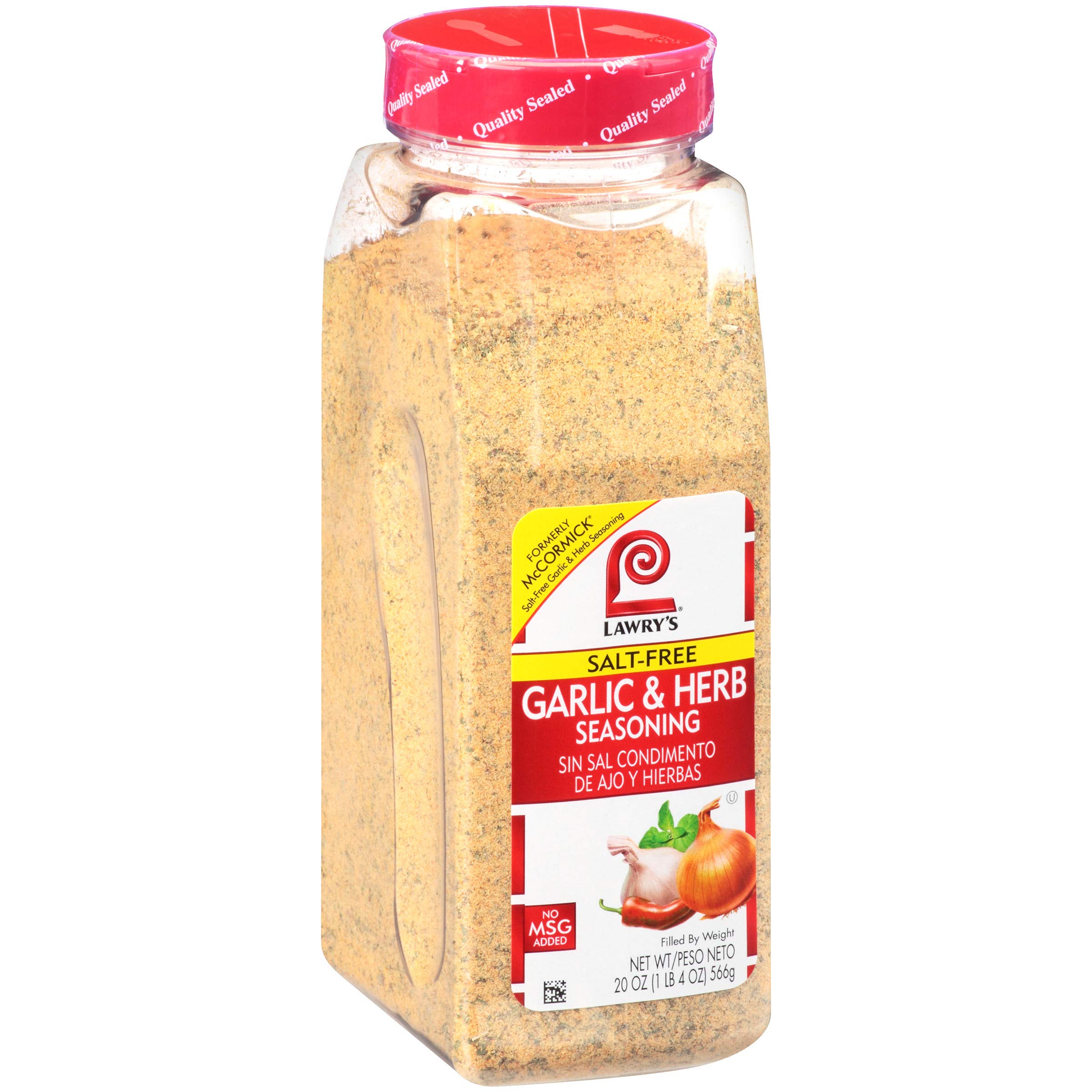 Lawry's Salt Free Garlic & Herb Seasoning - 20 oz (Pack of 6) | All Natural Spice Blend for Chicken, Fish, Vegetables & Pasta | Perfect for Grilling, Roasting & Everyday Cooking