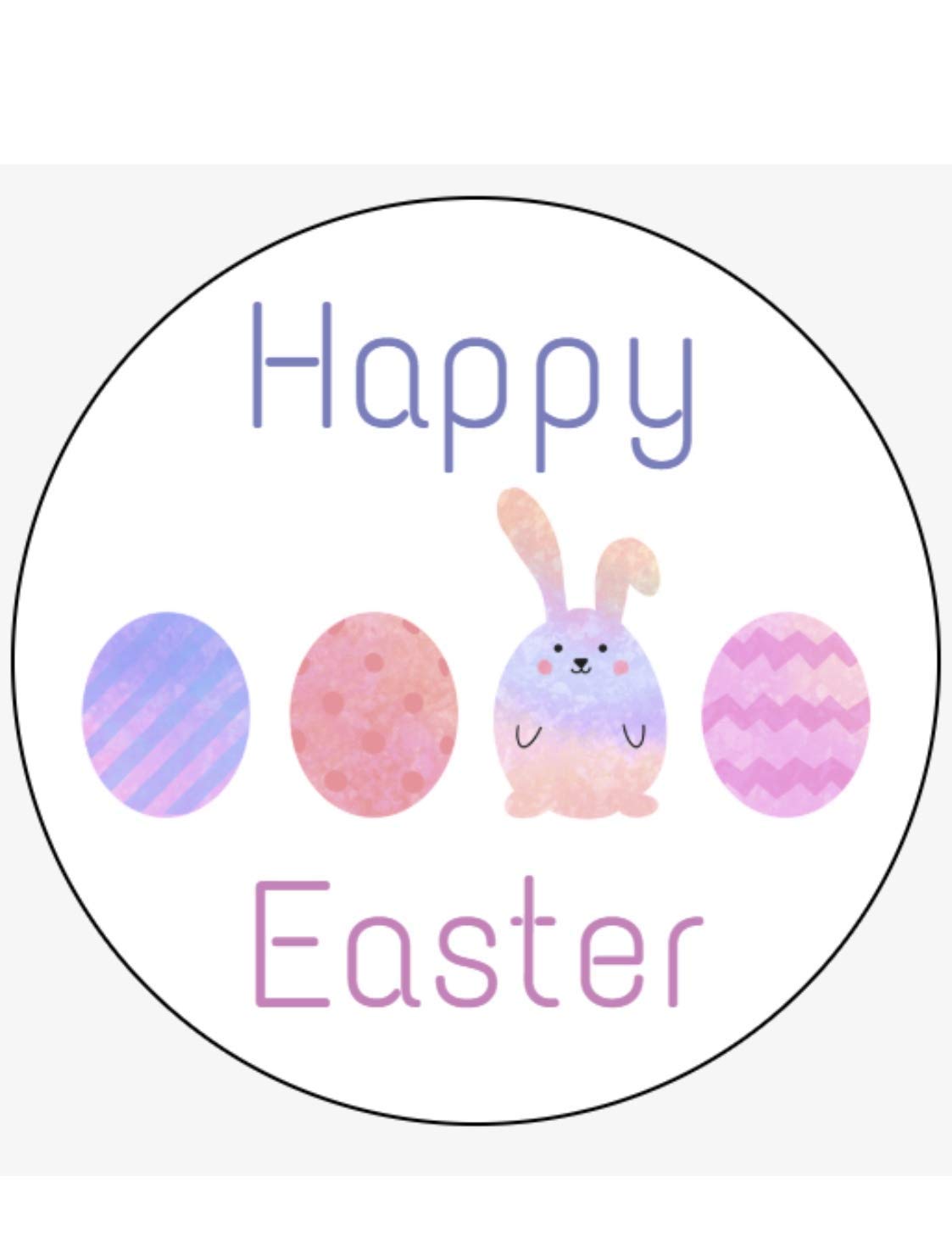 Happy Easter Stickers - 2 Inch Round Easter Bunny Labels, Set of 20 Adhesive Gift Tags for Easter Egg Hunt, Party Favors & DIY Crafts
