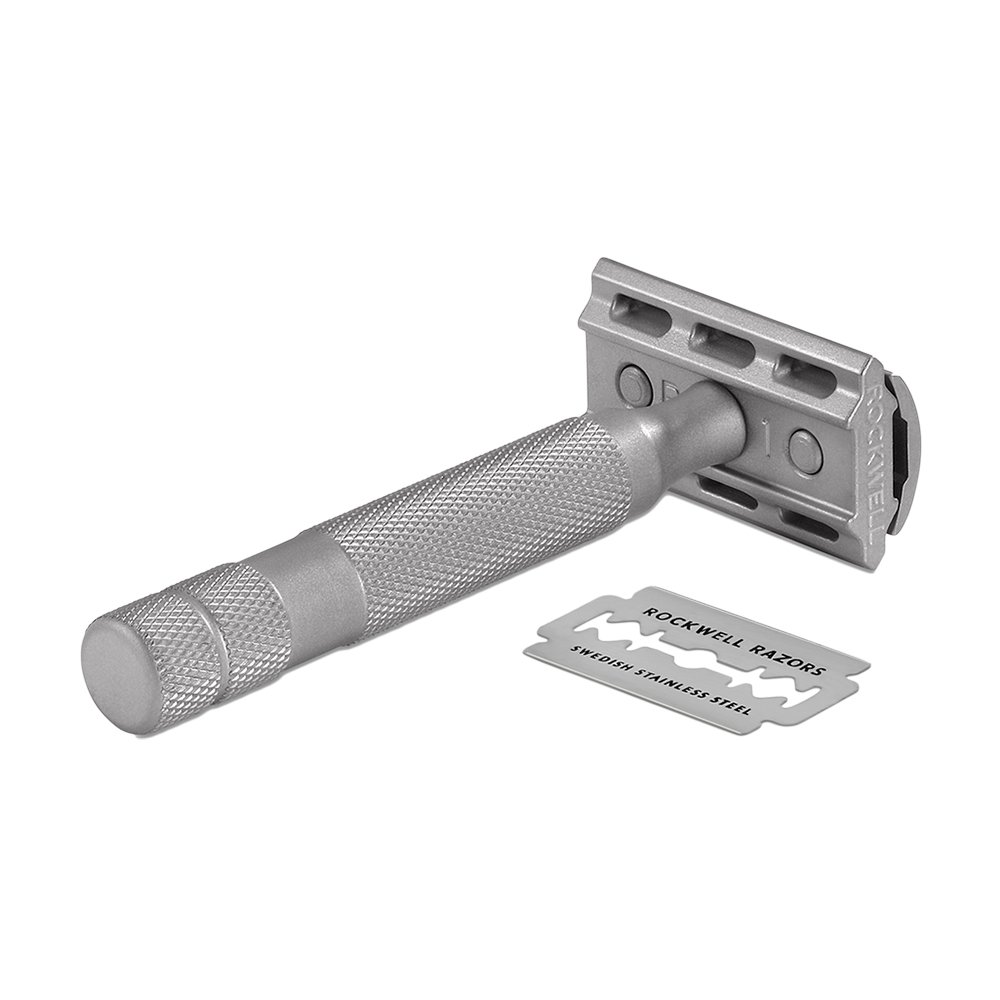 Rockwell 6S Adjustable Safety Razor - Premium Stainless Steel Double Edge Razor with 5 Replacement Blades - Perfect for Men's Wet Shaving & Grooming Routine