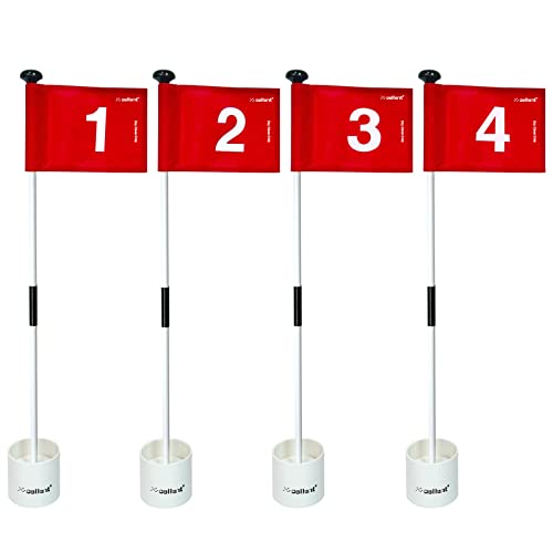 (White Flagstick/ Red Flag#1,2,3,4, 4-Pack)