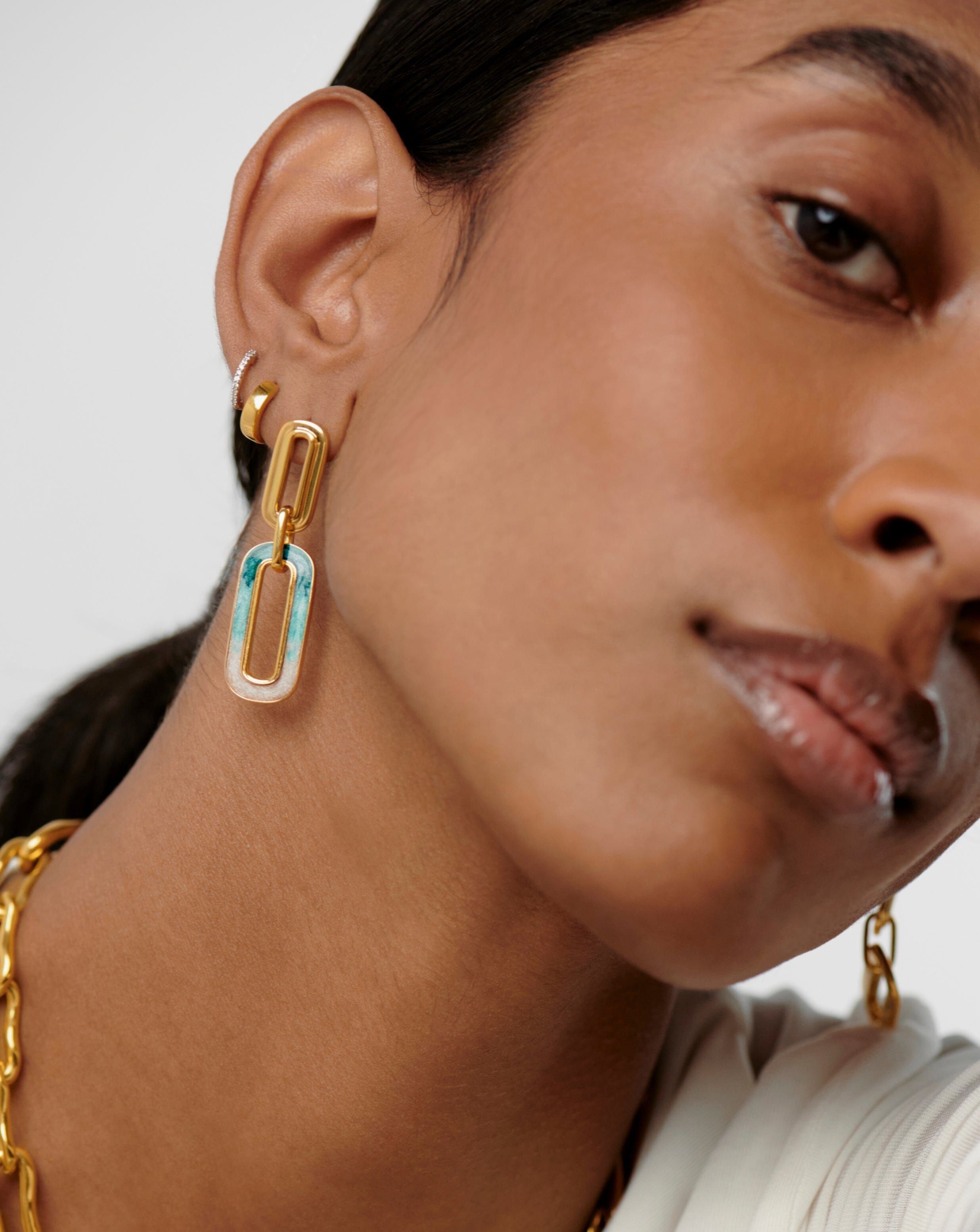 Enamel Haze Ombre Drop Hoop Earrings for Women - Trendy Handmade Dangle Statement Jewelry for Party, Wedding & Everyday Wear