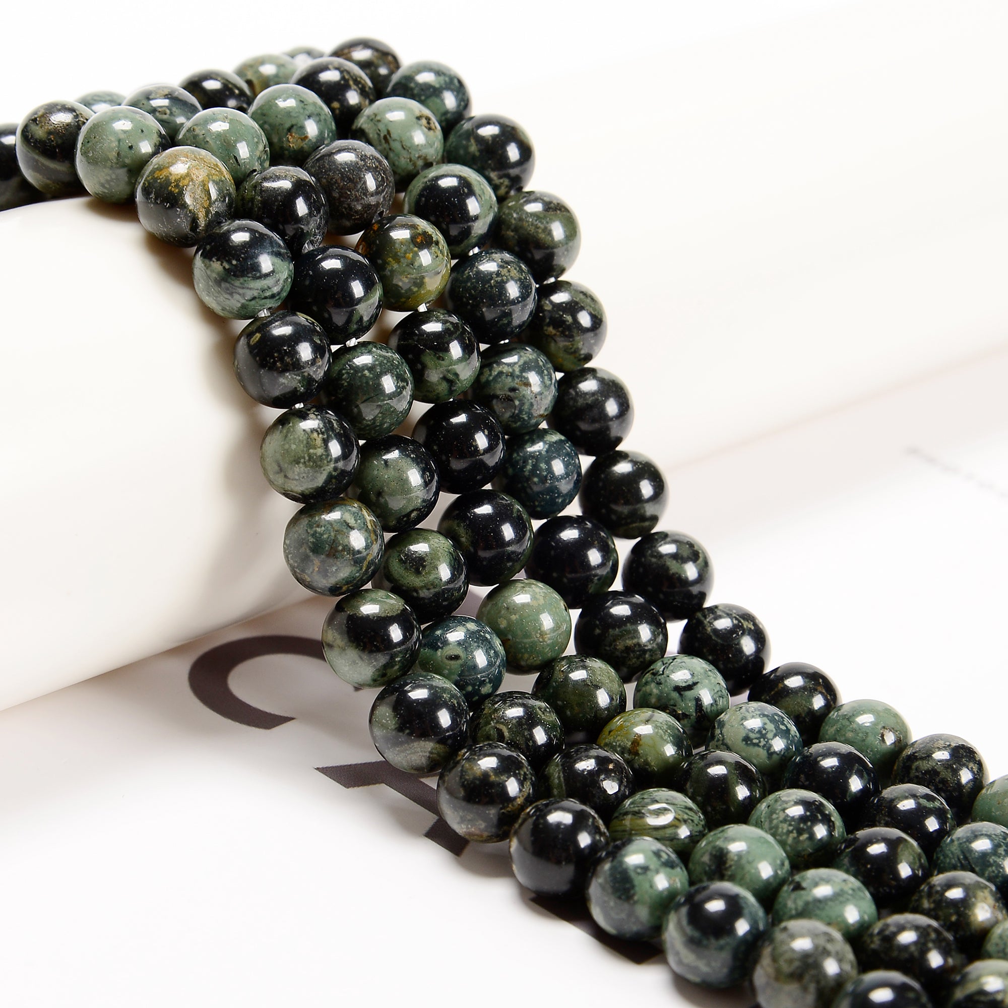 Kambaba Jasper Smooth Round Beads - 4mm 6mm 8mm 10mm 12mm 15.5 Inch Strand - Natural Stone Beads for Jewelry Making, DIY Crafts, and Healing Crystal Bracelets