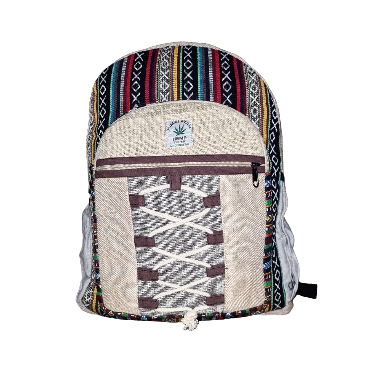 Eddika Natural Vegan Large Hemp Backpack - Eco-Friendly Himalayan Style Backpack for Men, Women, Boys & Girls - Perfect for Festivals, Hiking, Travel & Everyday Use