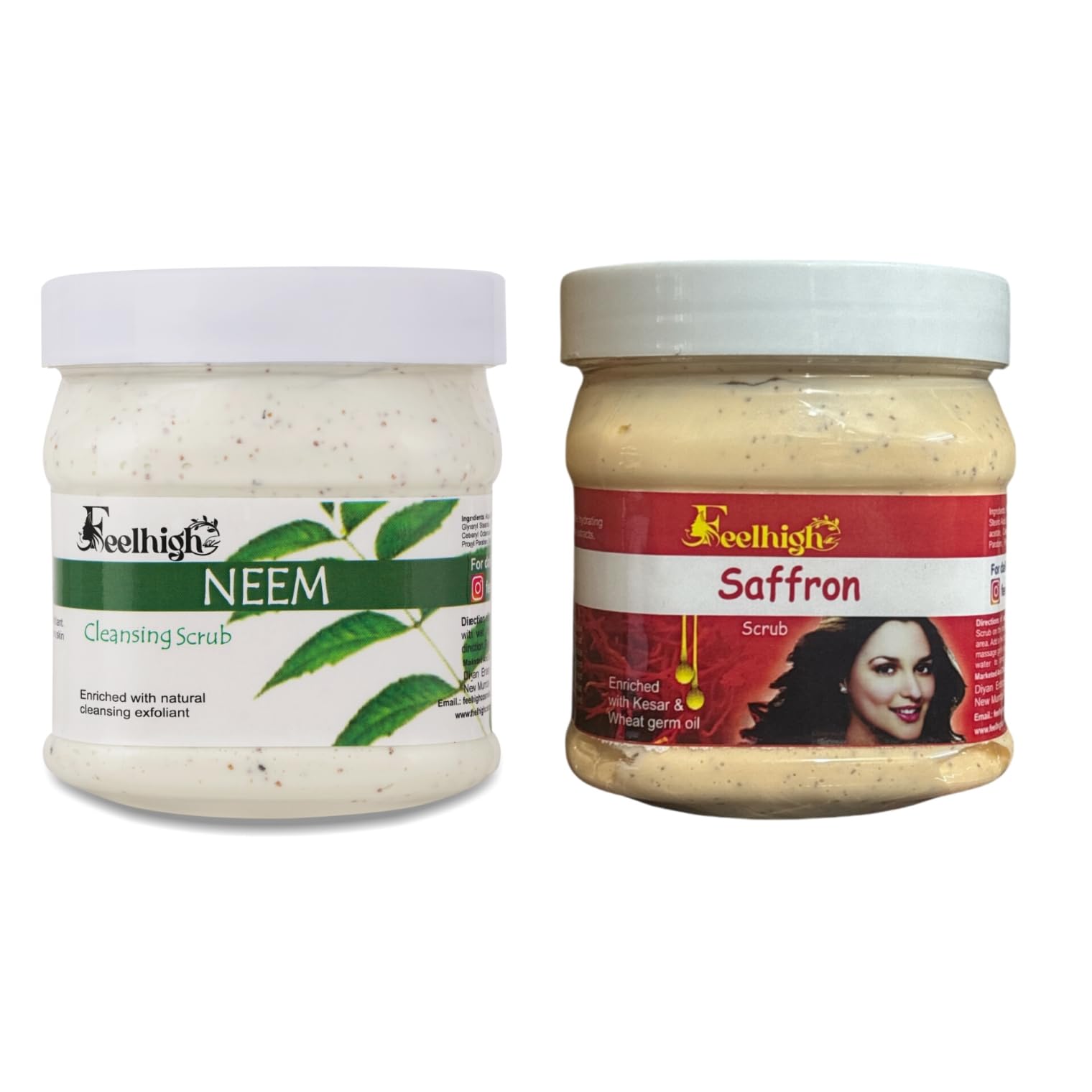 Natural Neem & Saffron Face & Body Scrub for Deep Cleansing - Enriched with Neem Extract, Kesar & Wheat Germ Oil (500ml) - Gentle Exfoliator for Men & Women - Perfect for Daily Skincare Routine & Acne-Prone Skin