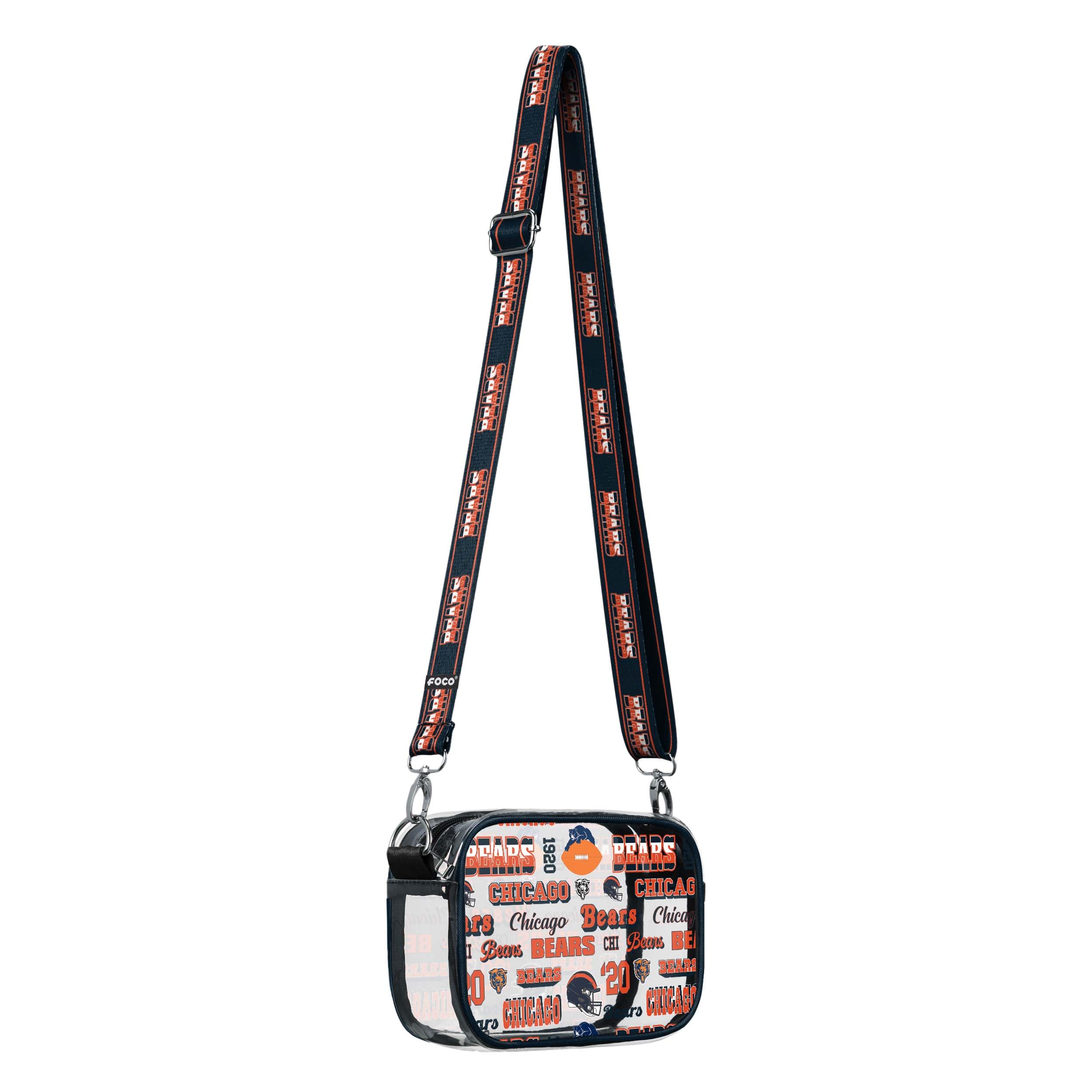 FOCO NFL Team Logo Retro Print Clear Crossbody Bag for Women & Men - Waterproof Game Day Purse for Football Fans, Stadium Essentials & Travel Accessories